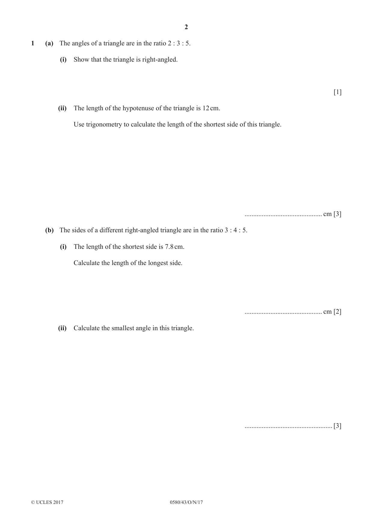 Cambridge IGCSE Mathematics 0580 2017 Oct/Nov Paper 4 · Variant 3 question paper, page 2 of 16