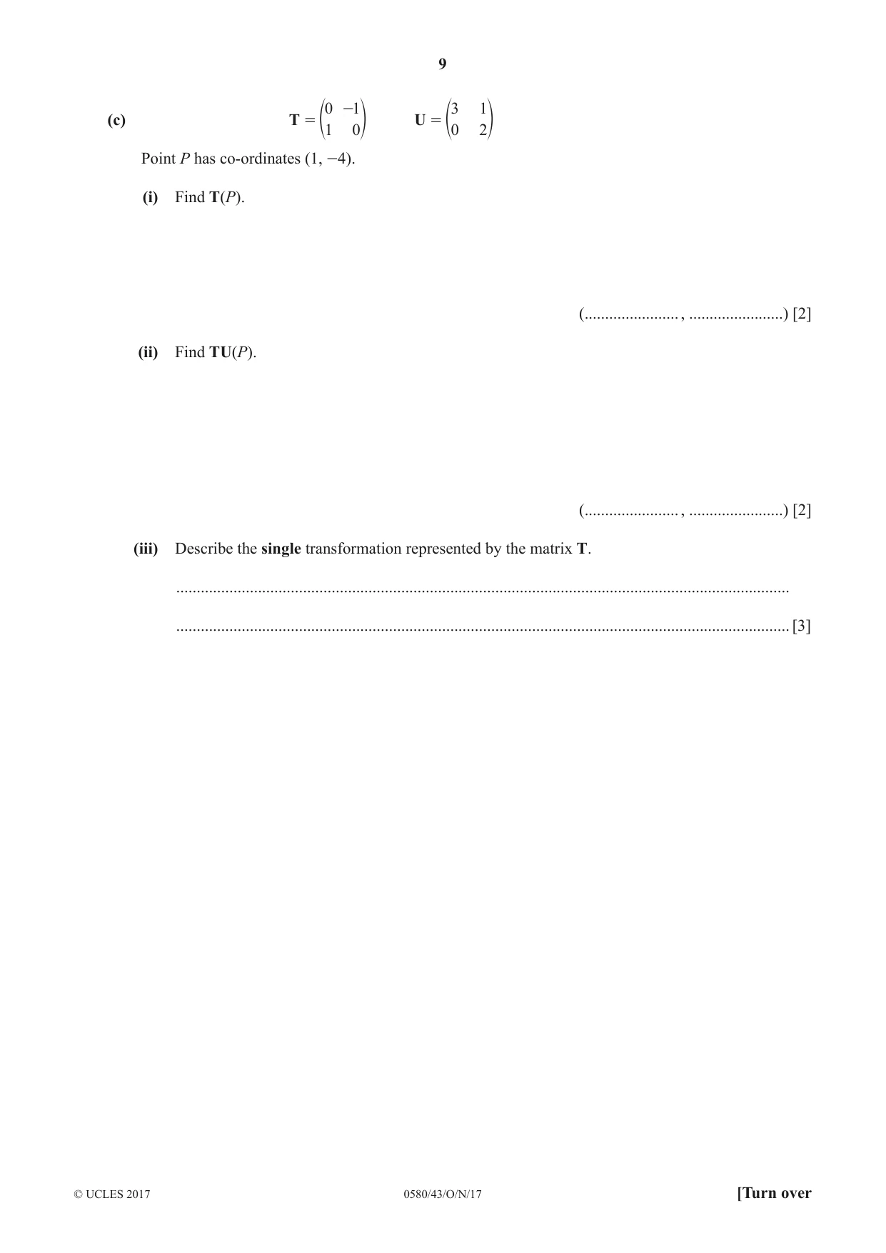 Cambridge IGCSE Mathematics 0580 2017 Oct/Nov Paper 4 · Variant 3 question paper, page 9 of 16