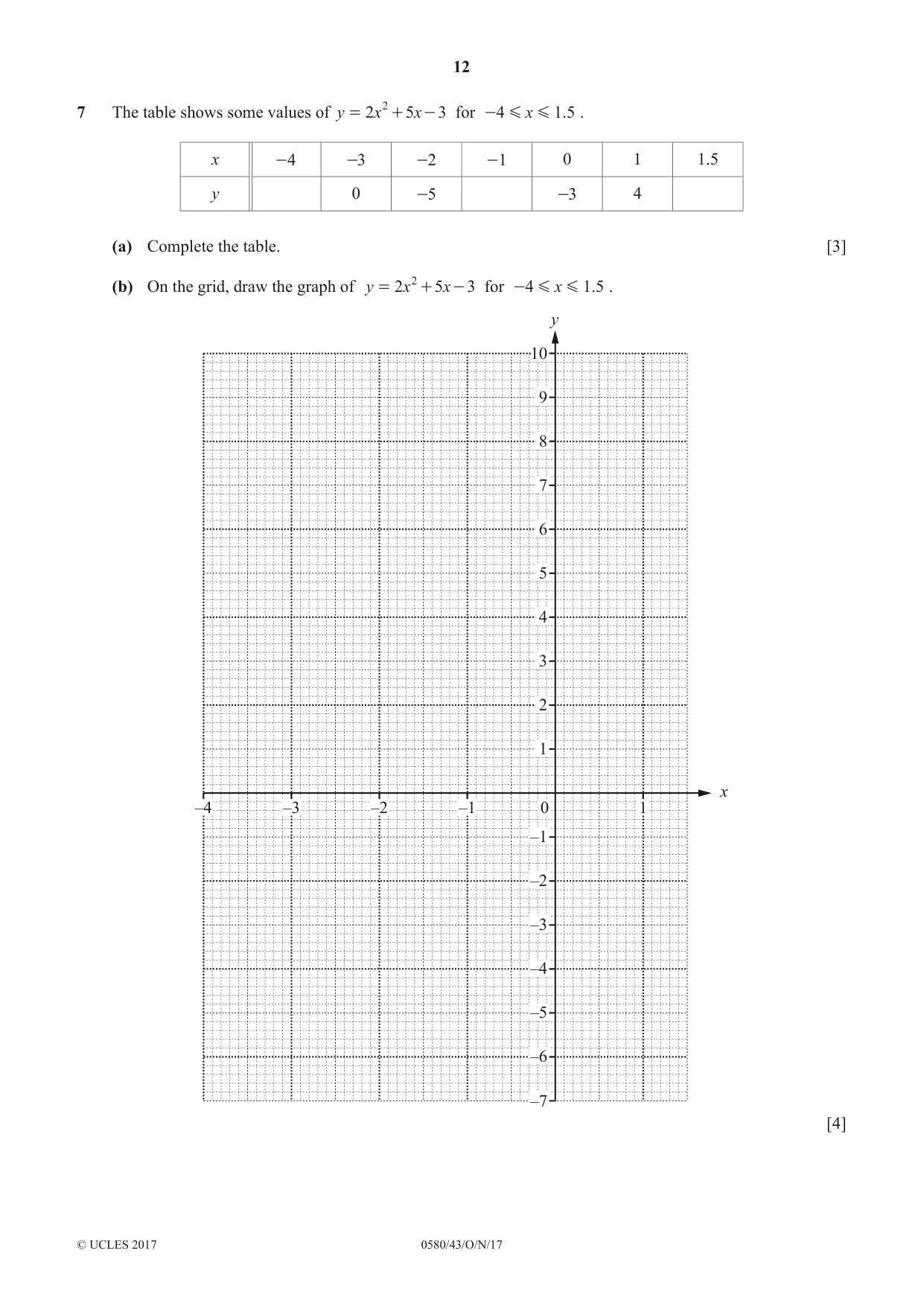 Cambridge IGCSE Mathematics 0580 2017 Oct/Nov Paper 4 · Variant 3 question paper, page 12 of 16