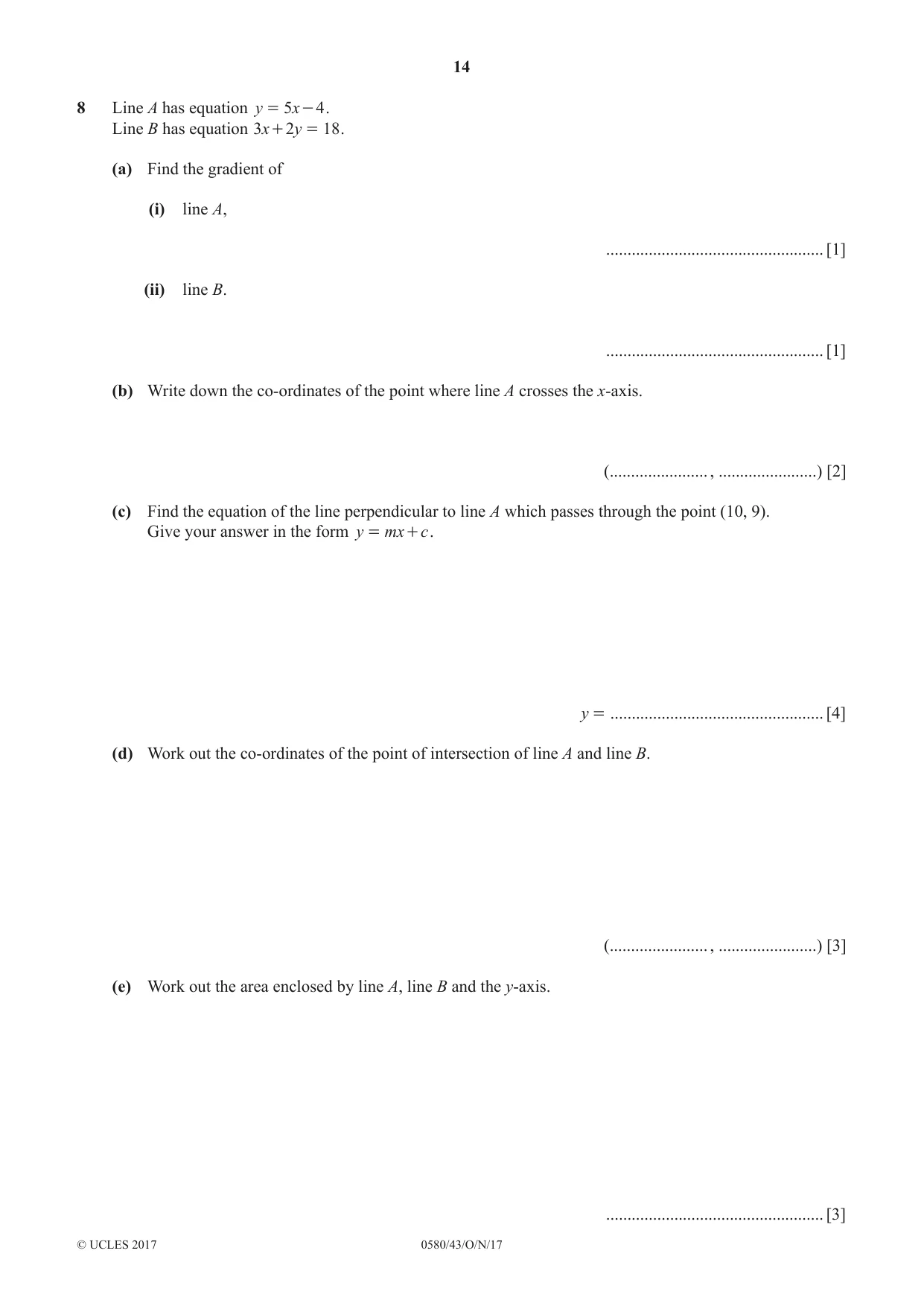 Cambridge IGCSE Mathematics 0580 2017 Oct/Nov Paper 4 · Variant 3 question paper, page 14 of 16