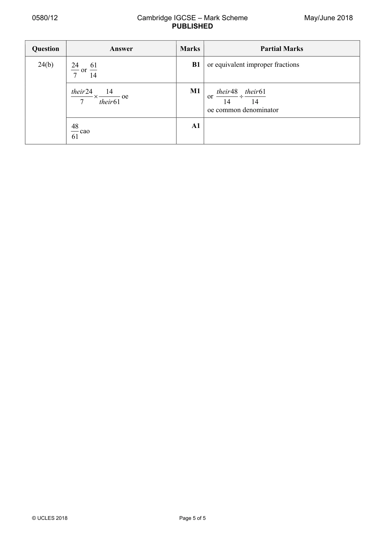 Mark scheme, page 5 of 5