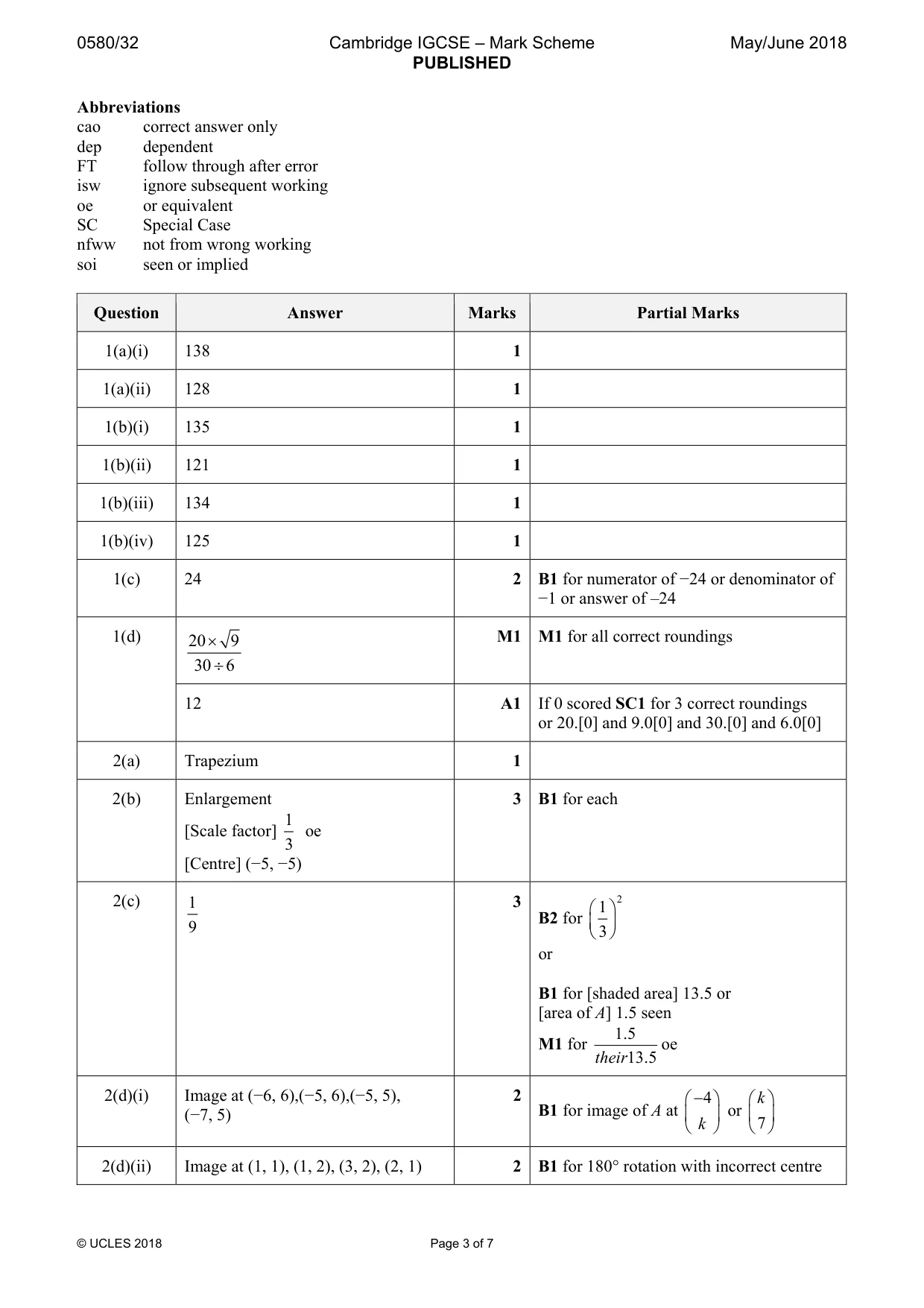 Mark scheme, page 3 of 7