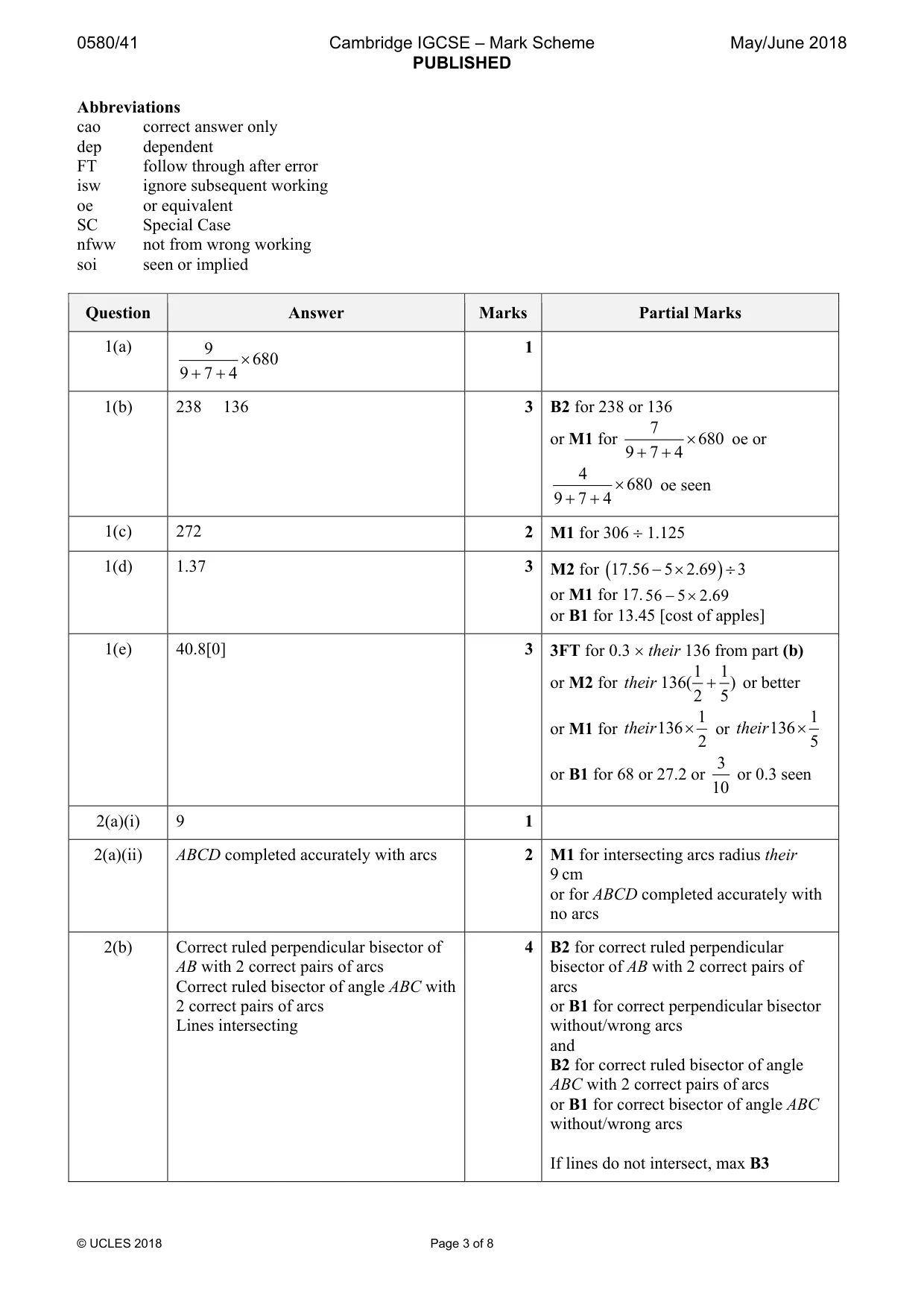 Mark scheme, page 3 of 8
