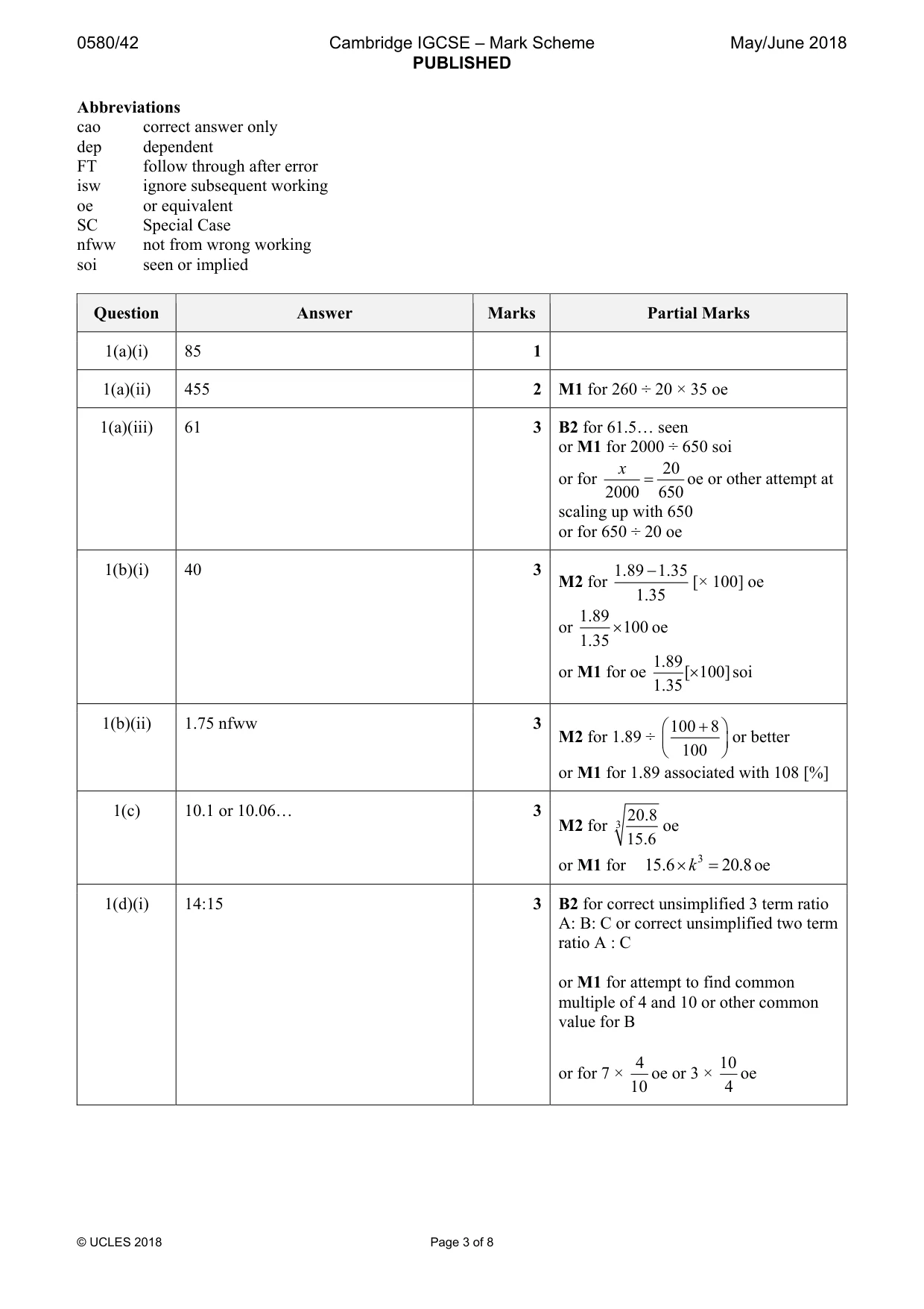 Mark scheme, page 3 of 8