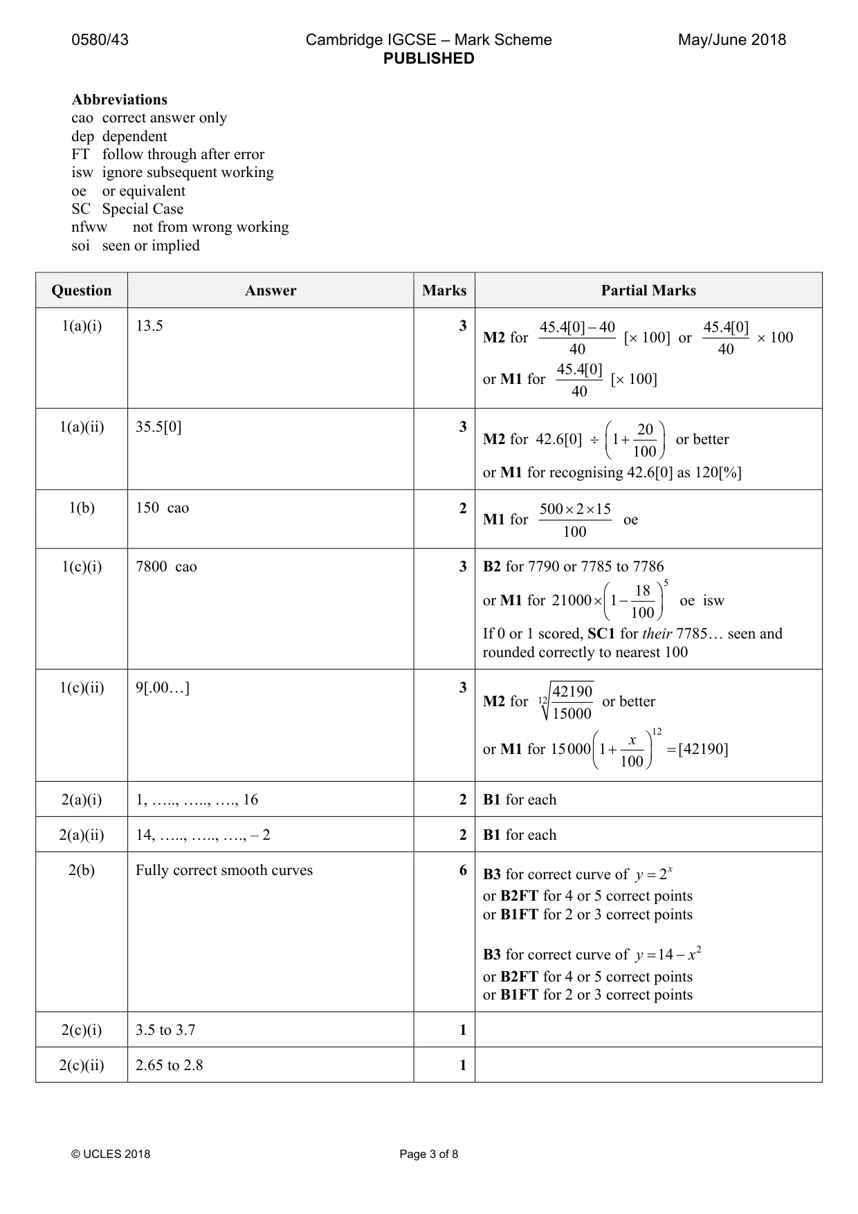 Mark scheme, page 3 of 8