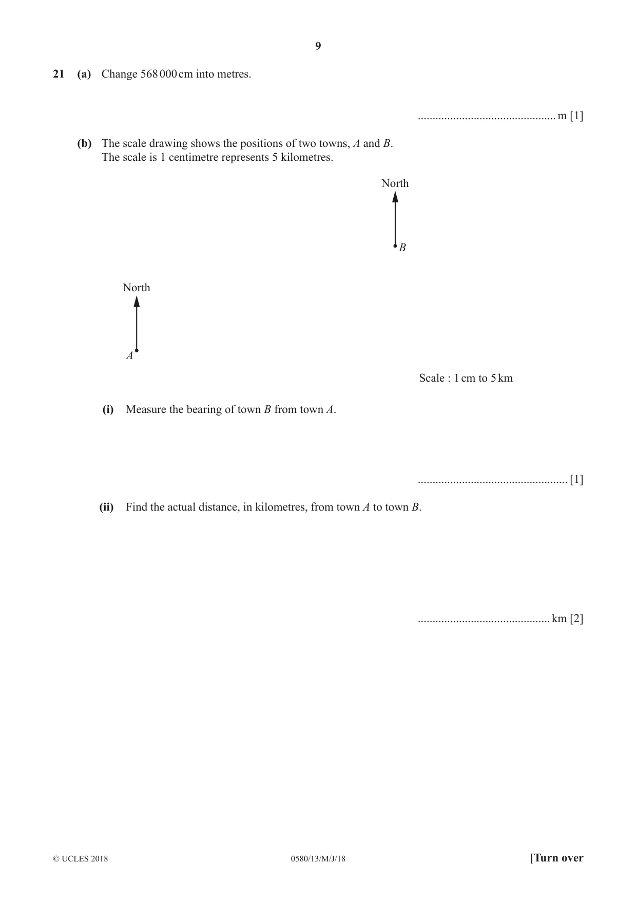 Cambridge IGCSE Mathematics 0580 2018 May/June Paper 1 · Variant 3 question paper, page 9 of 12