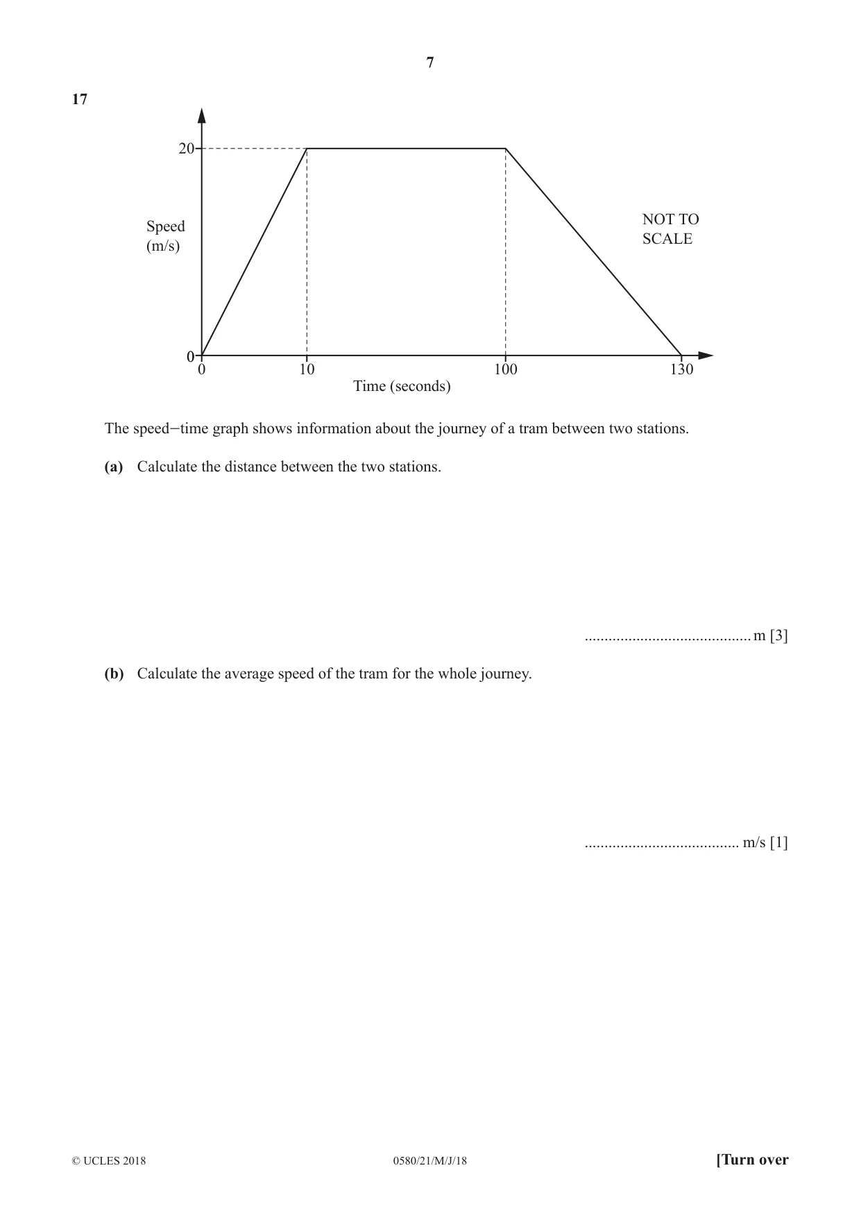 Cambridge IGCSE Mathematics 0580 2018 May/June Paper 2 · Variant 1 question paper, page 7 of 12