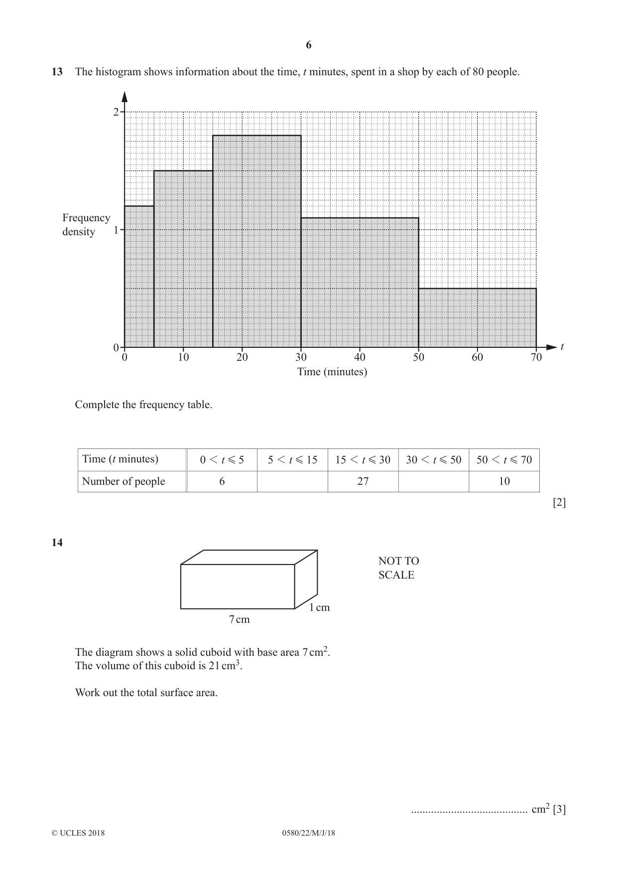 Cambridge IGCSE Mathematics 0580 2018 May/June Paper 2 · Variant 2 question paper, page 6 of 16
