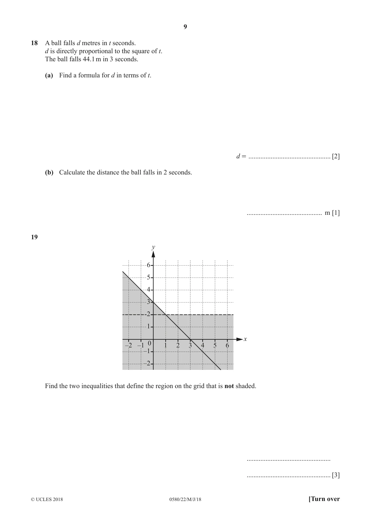 Cambridge IGCSE Mathematics 0580 2018 May/June Paper 2 · Variant 2 question paper, page 9 of 16