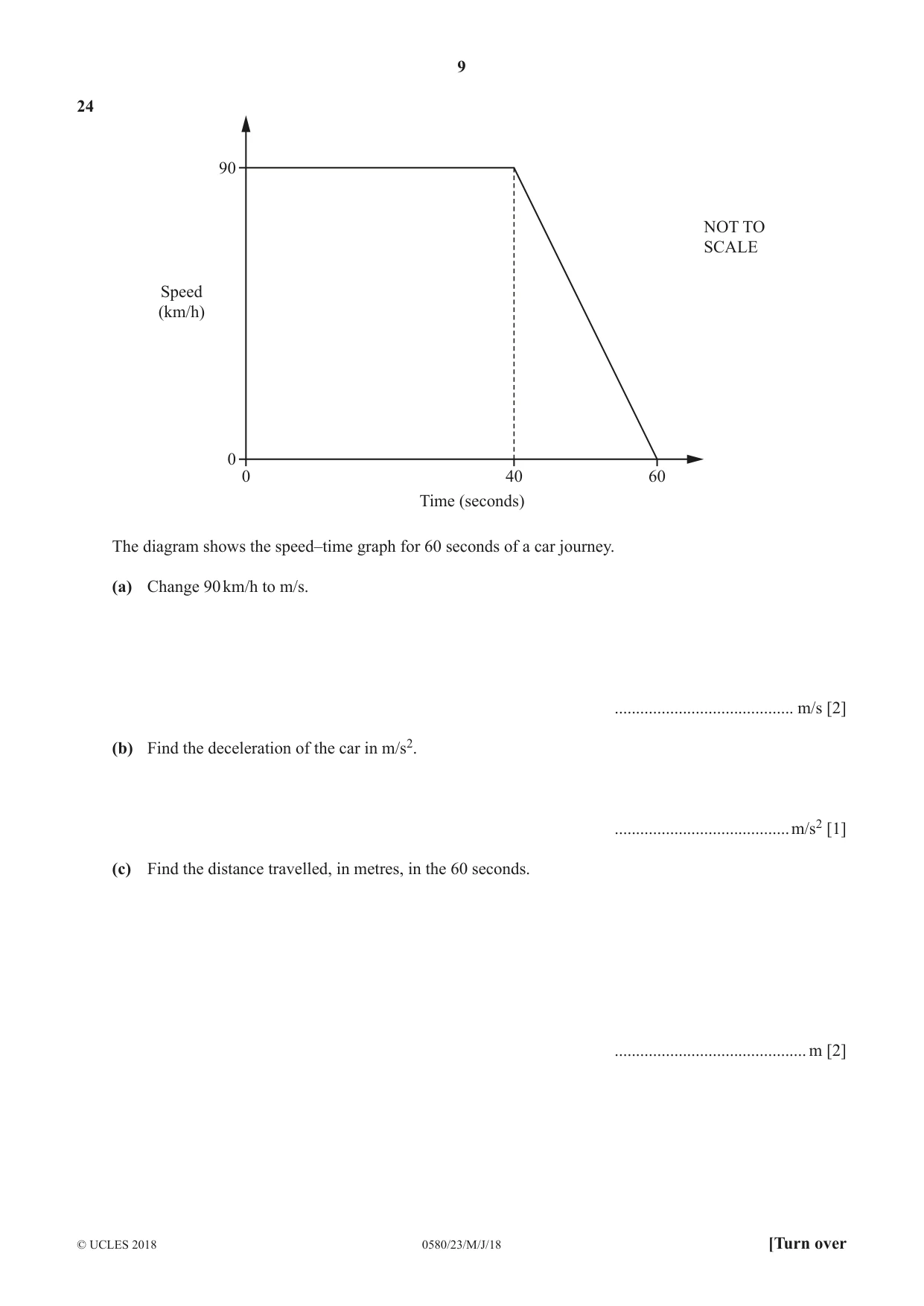 Cambridge IGCSE Mathematics 0580 2018 May/June Paper 2 · Variant 3 question paper, page 9 of 12