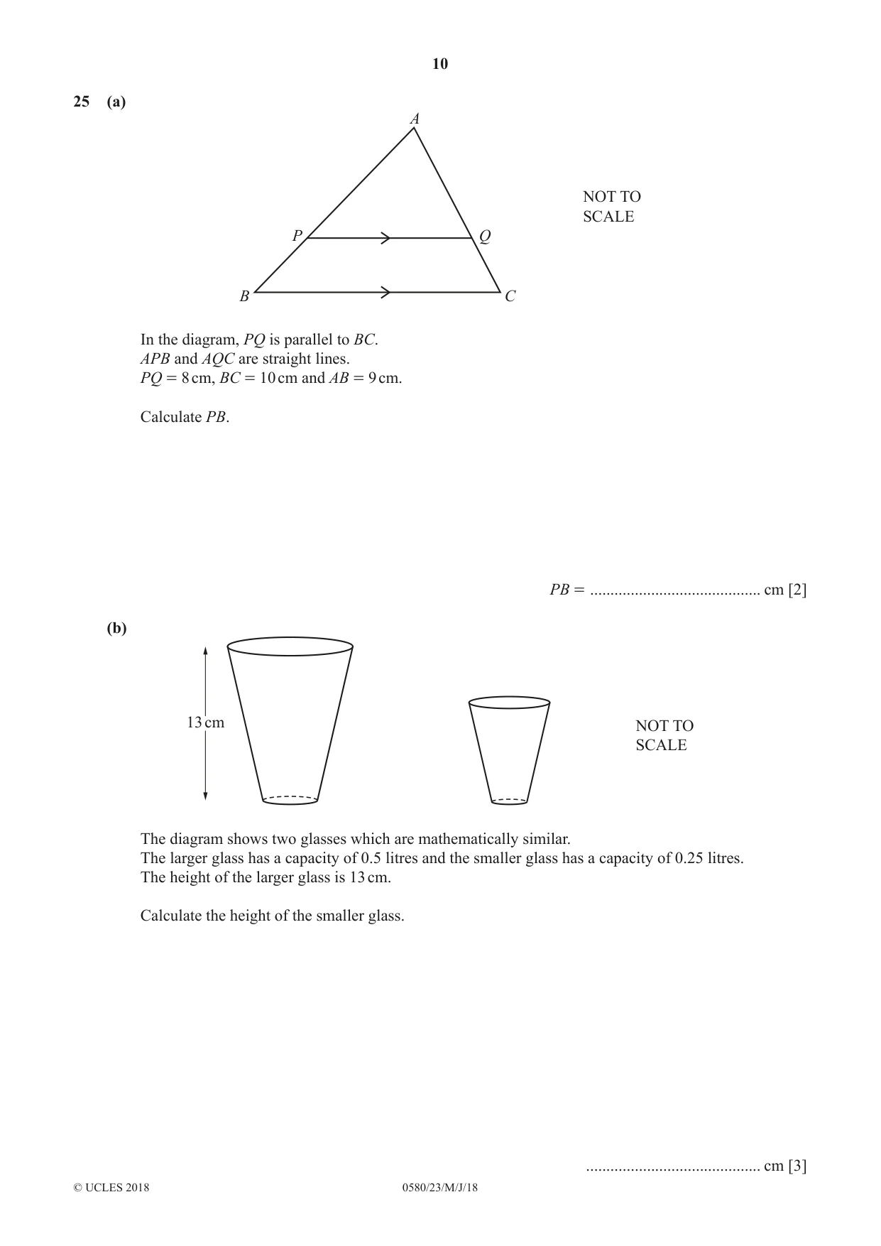 Cambridge IGCSE Mathematics 0580 2018 May/June Paper 2 · Variant 3 question paper, page 10 of 12