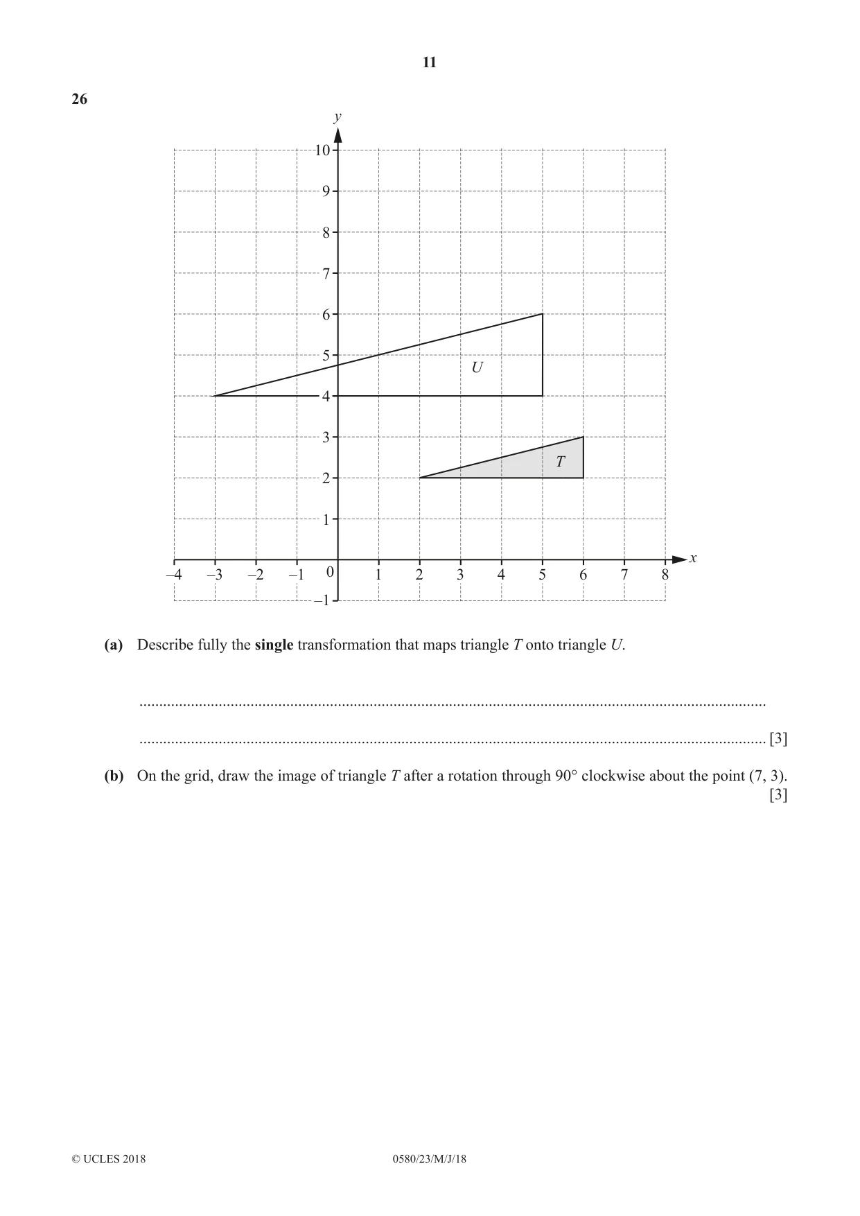 Cambridge IGCSE Mathematics 0580 2018 May/June Paper 2 · Variant 3 question paper, page 11 of 12
