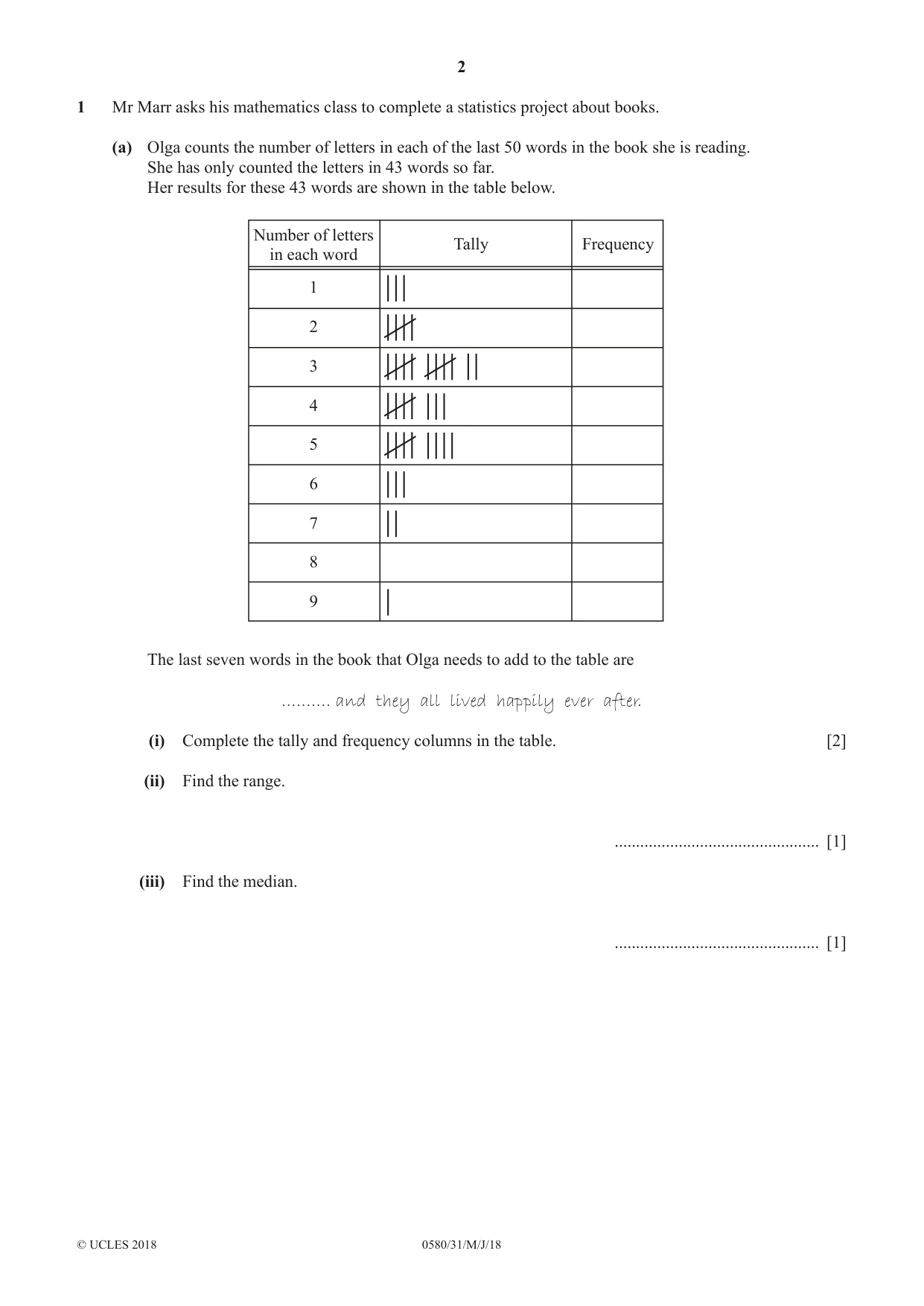 Cambridge IGCSE Mathematics 0580 2018 May/June Paper 3 · Variant 1 question paper, page 2 of 20
