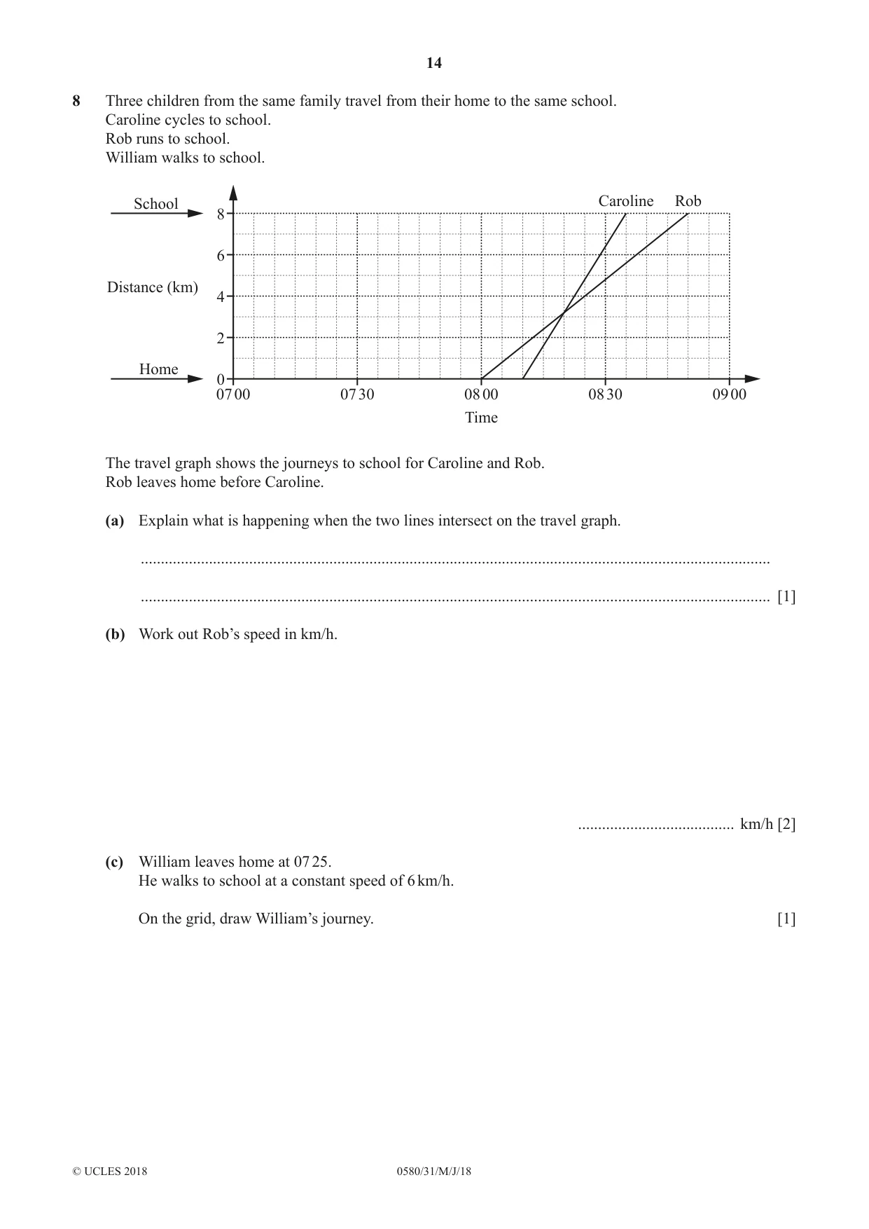 Cambridge IGCSE Mathematics 0580 2018 May/June Paper 3 · Variant 1 question paper, page 14 of 20