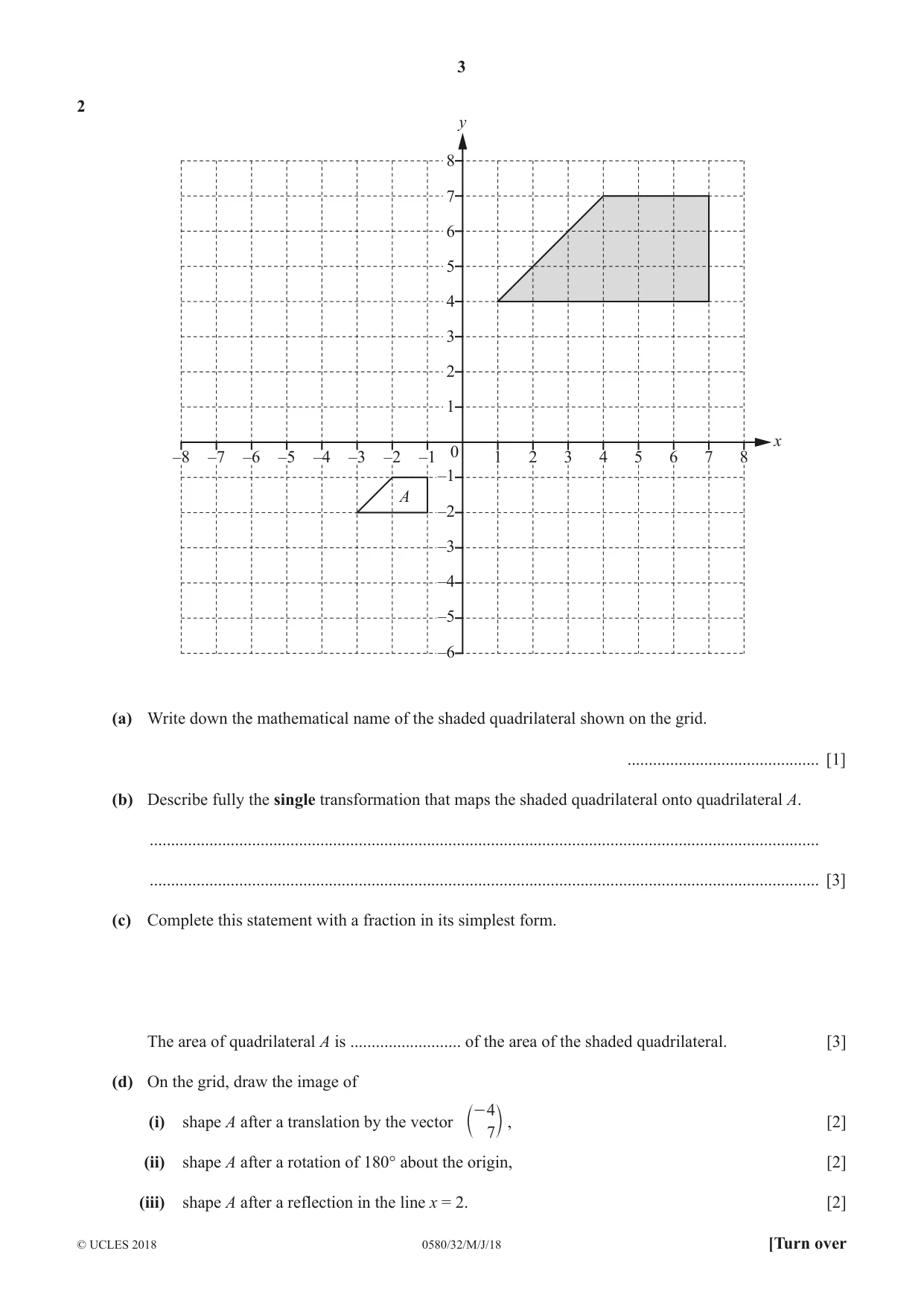 Cambridge IGCSE Mathematics 0580 2018 May/June Paper 3 · Variant 2 question paper, page 3 of 16