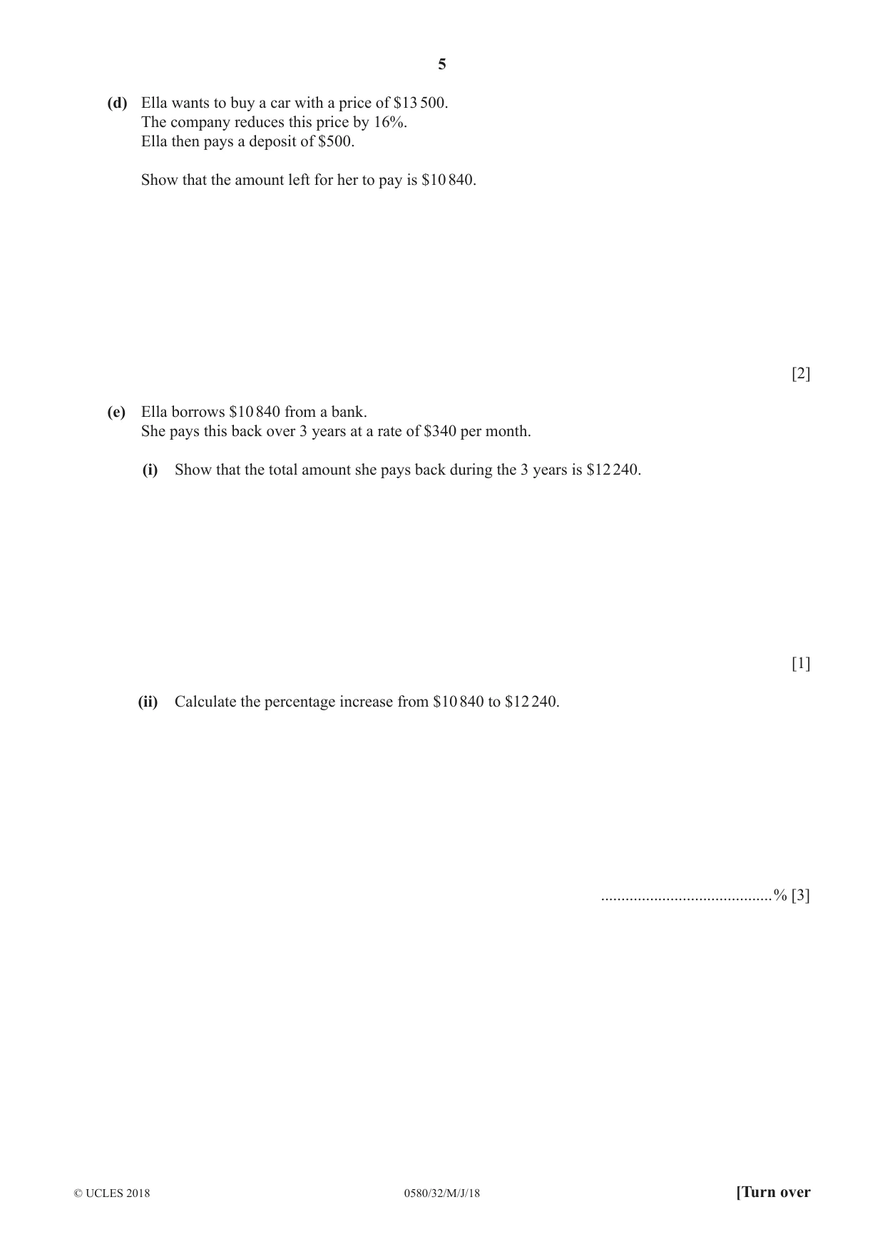 Cambridge IGCSE Mathematics 0580 2018 May/June Paper 3 · Variant 2 question paper, page 5 of 16