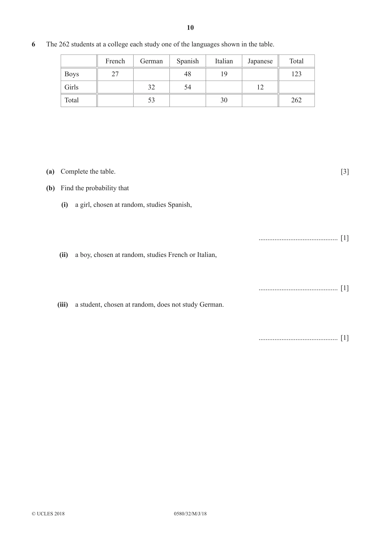 Cambridge IGCSE Mathematics 0580 2018 May/June Paper 3 · Variant 2 question paper, page 10 of 16