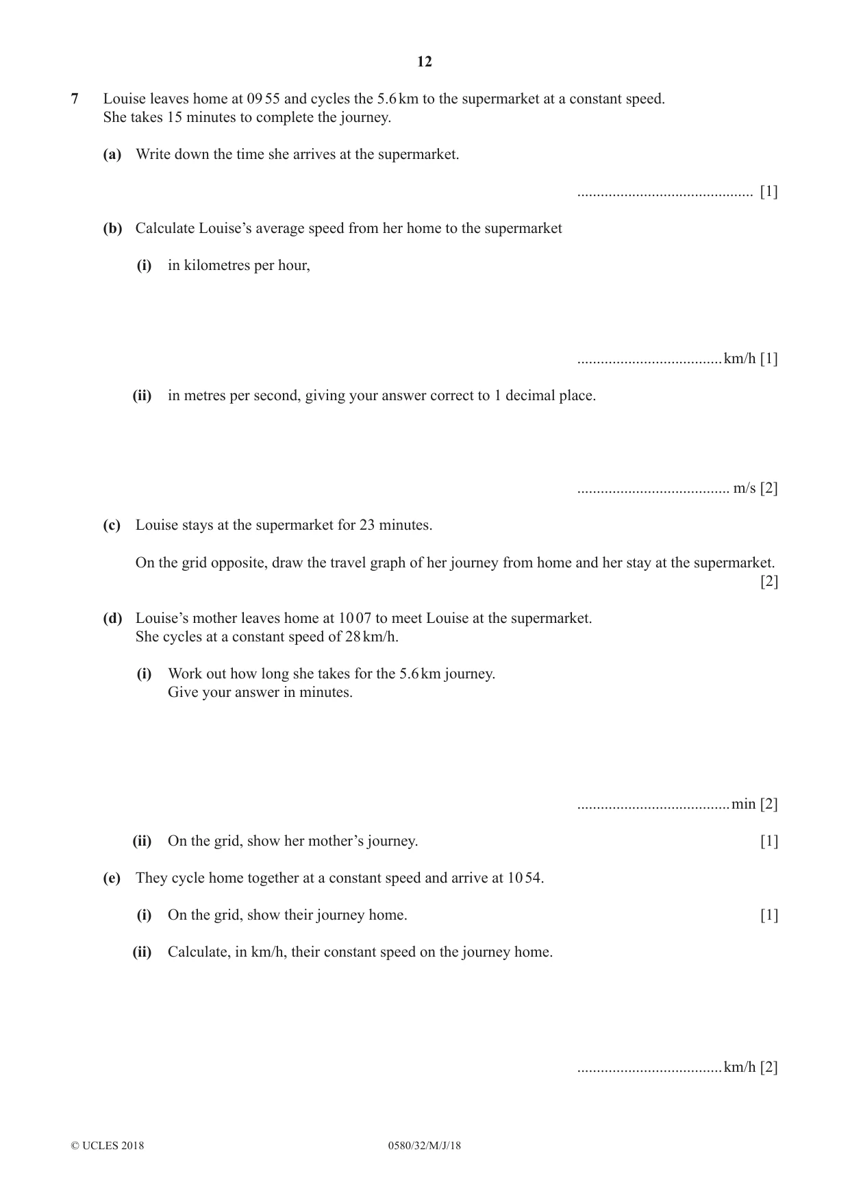 Cambridge IGCSE Mathematics 0580 2018 May/June Paper 3 · Variant 2 question paper, page 12 of 16