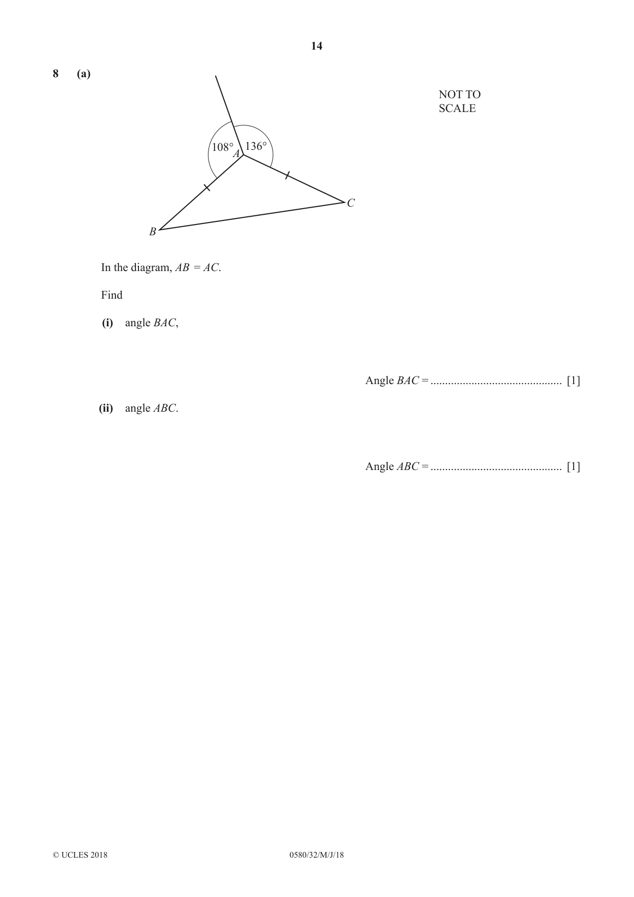 Cambridge IGCSE Mathematics 0580 2018 May/June Paper 3 · Variant 2 question paper, page 14 of 16