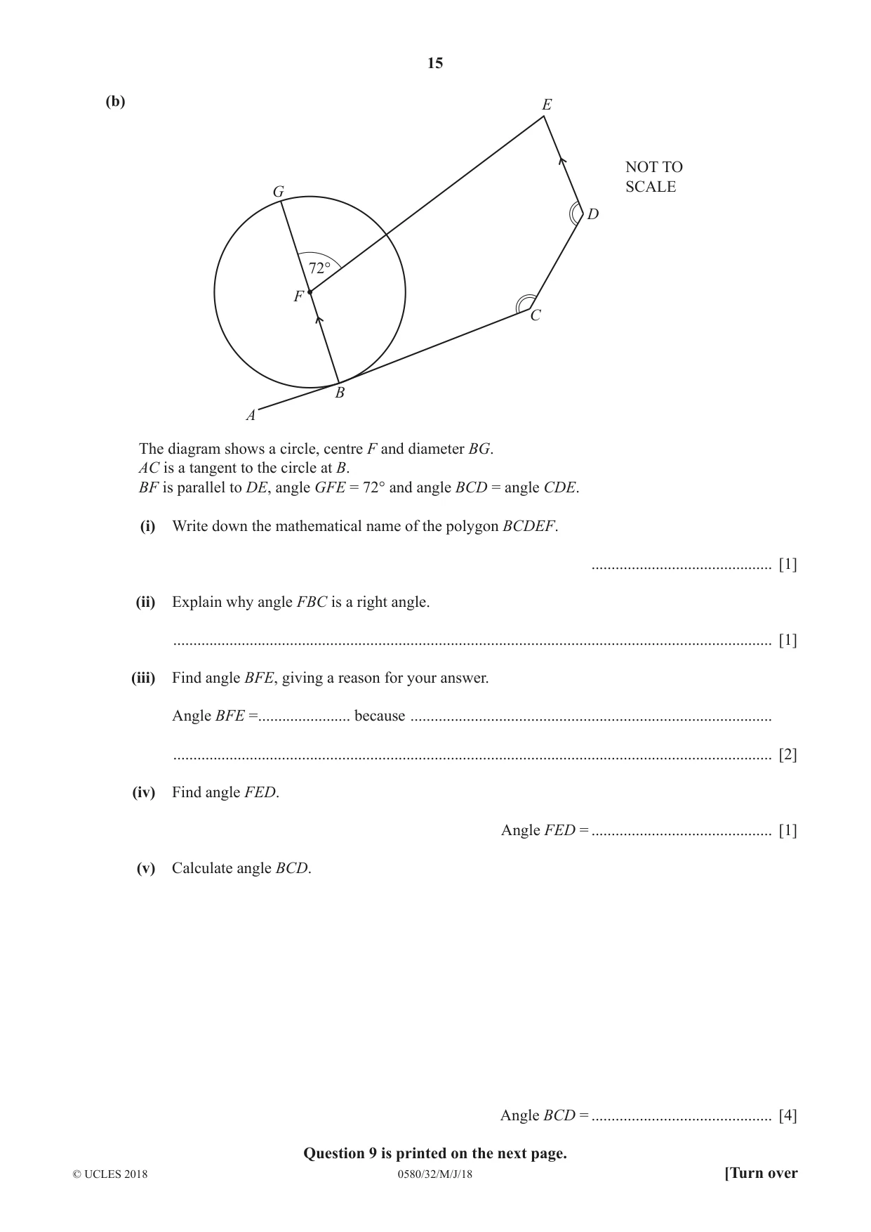 Cambridge IGCSE Mathematics 0580 2018 May/June Paper 3 · Variant 2 question paper, page 15 of 16