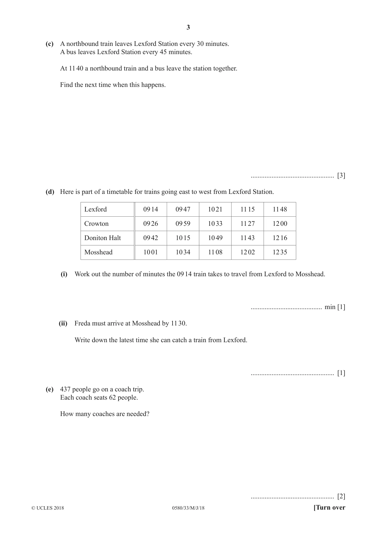 Cambridge IGCSE Mathematics 0580 2018 May/June Paper 3 · Variant 3 question paper, page 3 of 16