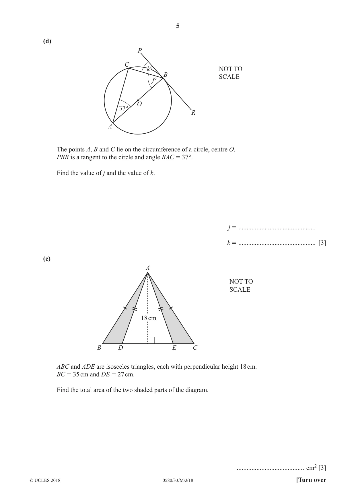 Cambridge IGCSE Mathematics 0580 2018 May/June Paper 3 · Variant 3 question paper, page 5 of 16