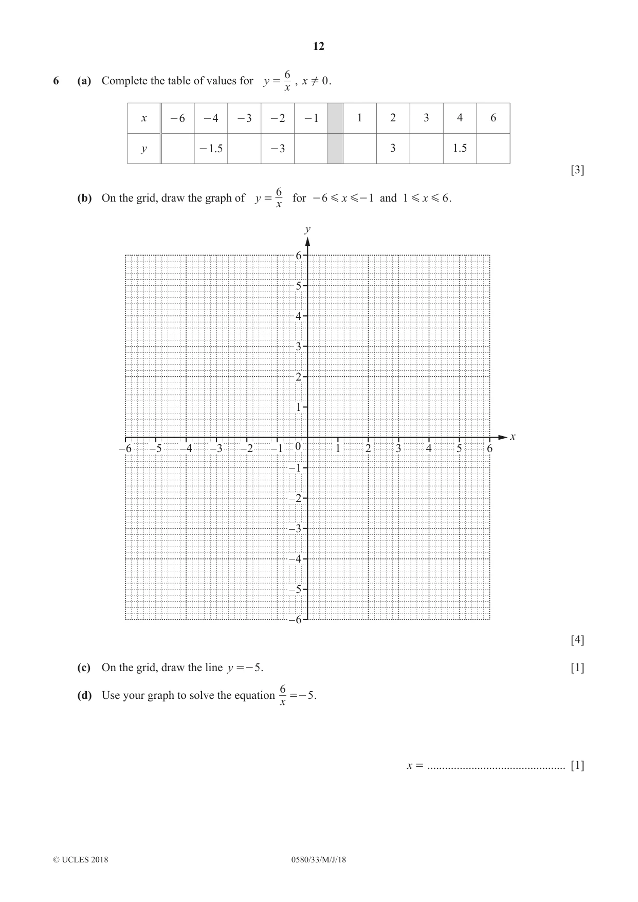 Cambridge IGCSE Mathematics 0580 2018 May/June Paper 3 · Variant 3 question paper, page 12 of 16