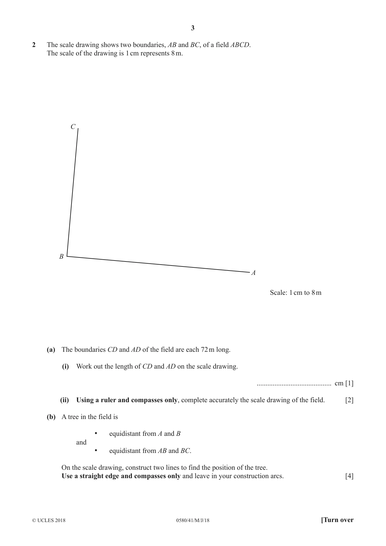 Cambridge IGCSE Mathematics 0580 2018 May/June Paper 4 · Variant 1 question paper, page 3 of 20