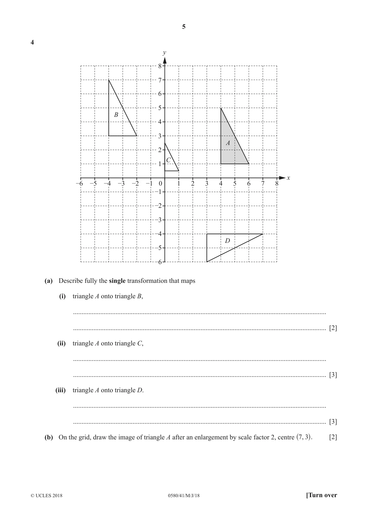 Cambridge IGCSE Mathematics 0580 2018 May/June Paper 4 · Variant 1 question paper, page 5 of 20