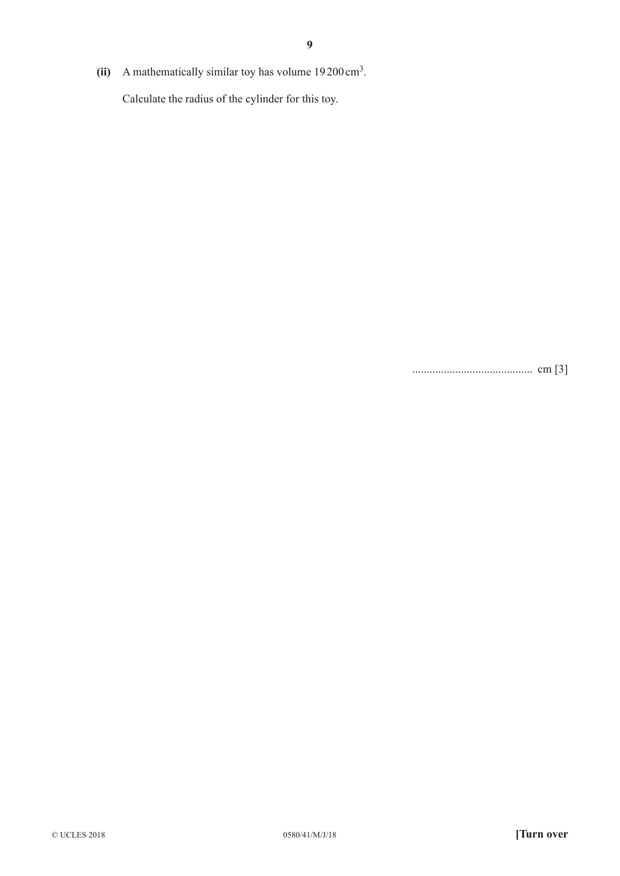 Cambridge IGCSE Mathematics 0580 2018 May/June Paper 4 · Variant 1 question paper, page 9 of 20