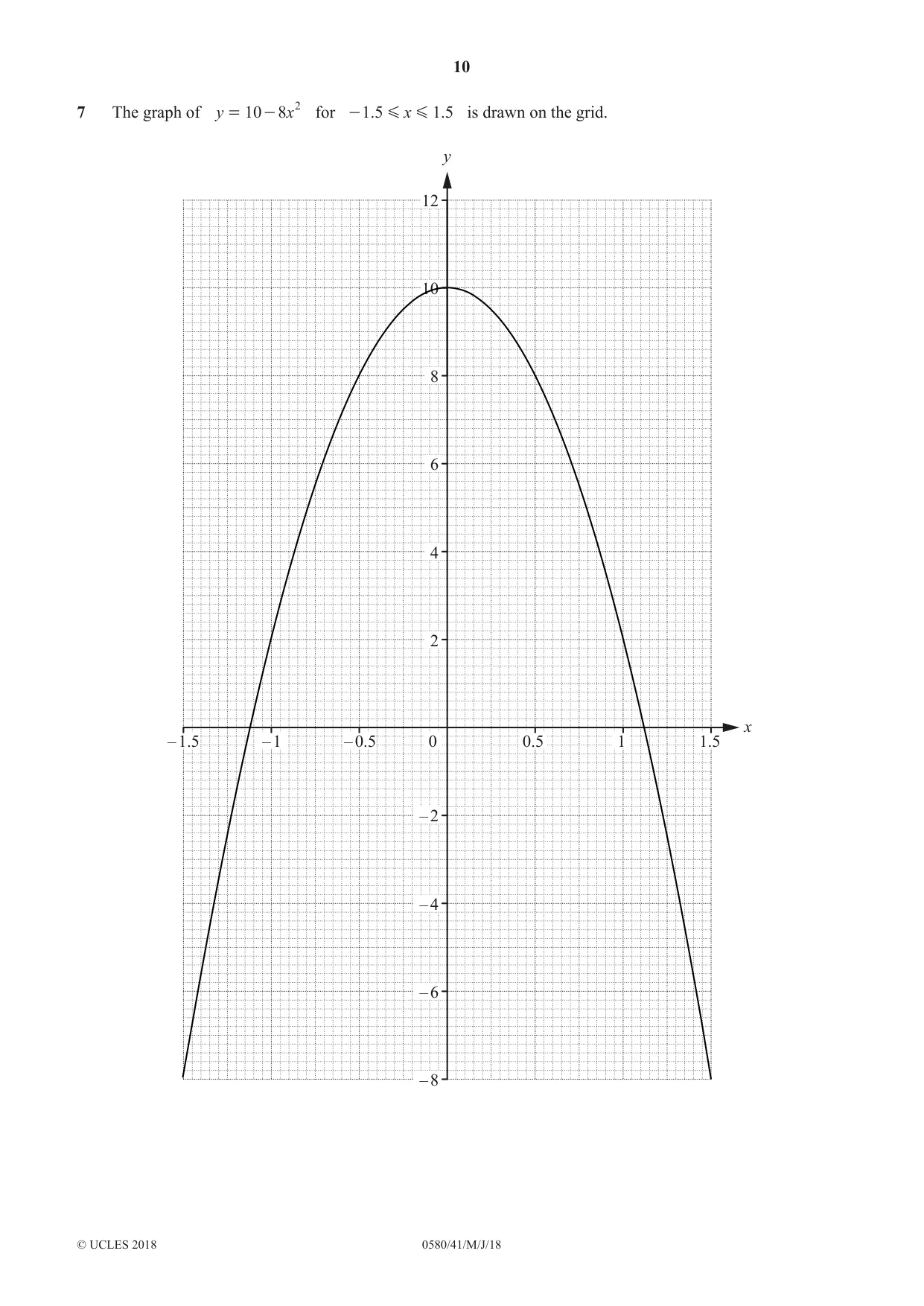 Cambridge IGCSE Mathematics 0580 2018 May/June Paper 4 · Variant 1 question paper, page 10 of 20