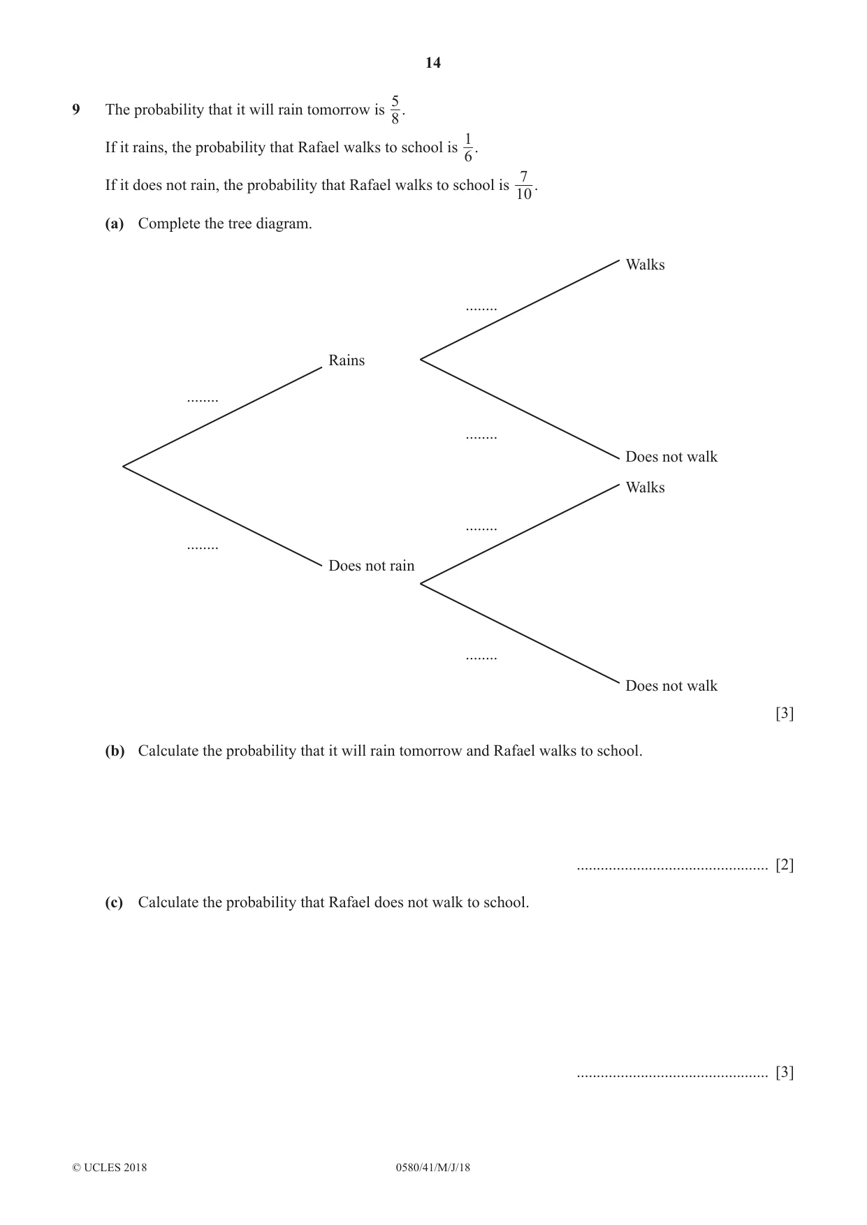 Cambridge IGCSE Mathematics 0580 2018 May/June Paper 4 · Variant 1 question paper, page 14 of 20