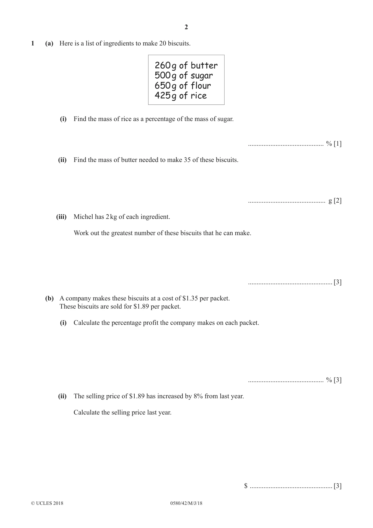 Cambridge IGCSE Mathematics 0580 2018 May/June Paper 4 · Variant 2 question paper, page 2 of 16