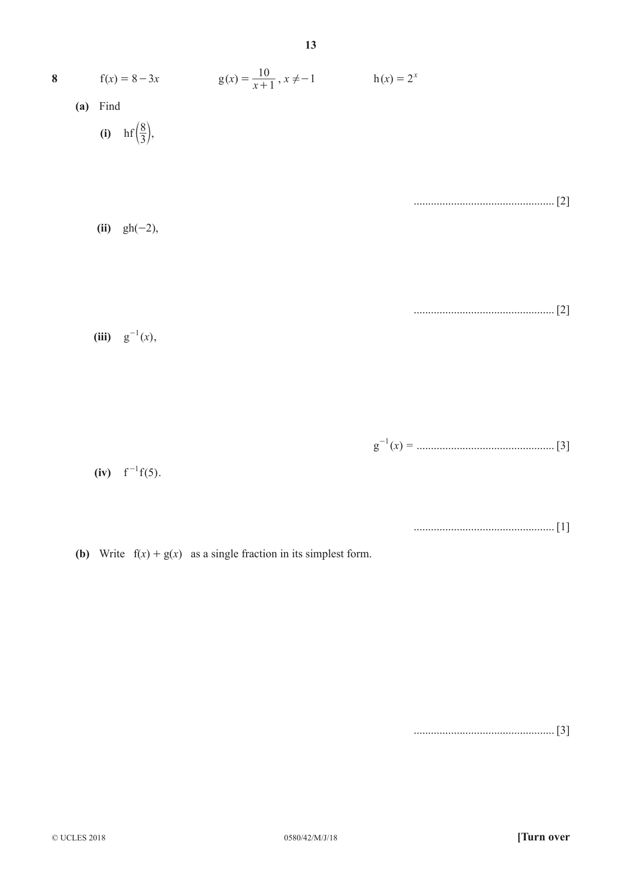 Cambridge IGCSE Mathematics 0580 2018 May/June Paper 4 · Variant 2 question paper, page 13 of 16