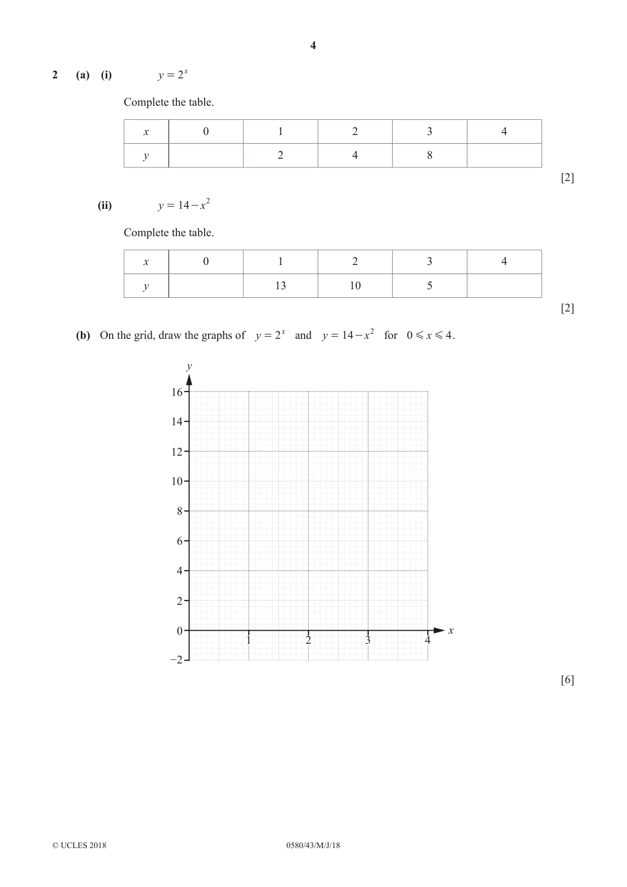 Cambridge IGCSE Mathematics 0580 2018 May/June Paper 4 · Variant 3 question paper, page 4 of 20