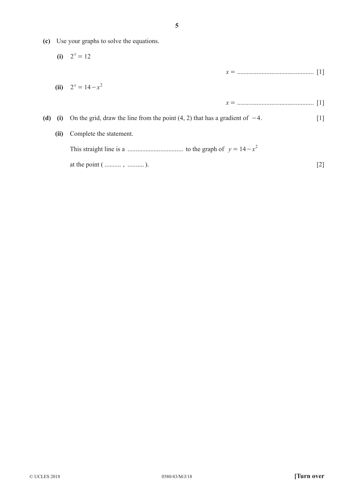 Cambridge IGCSE Mathematics 0580 2018 May/June Paper 4 · Variant 3 question paper, page 5 of 20