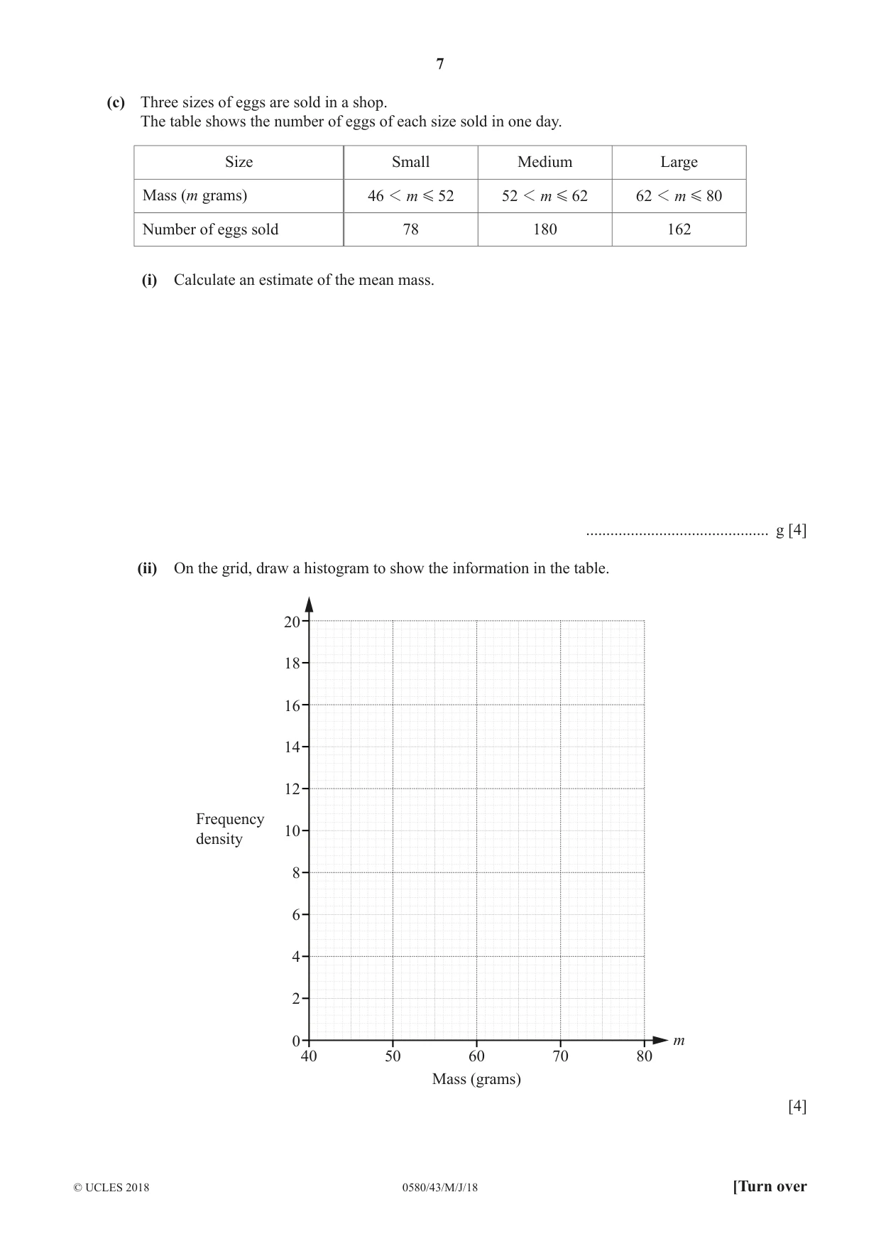 Cambridge IGCSE Mathematics 0580 2018 May/June Paper 4 · Variant 3 question paper, page 7 of 20