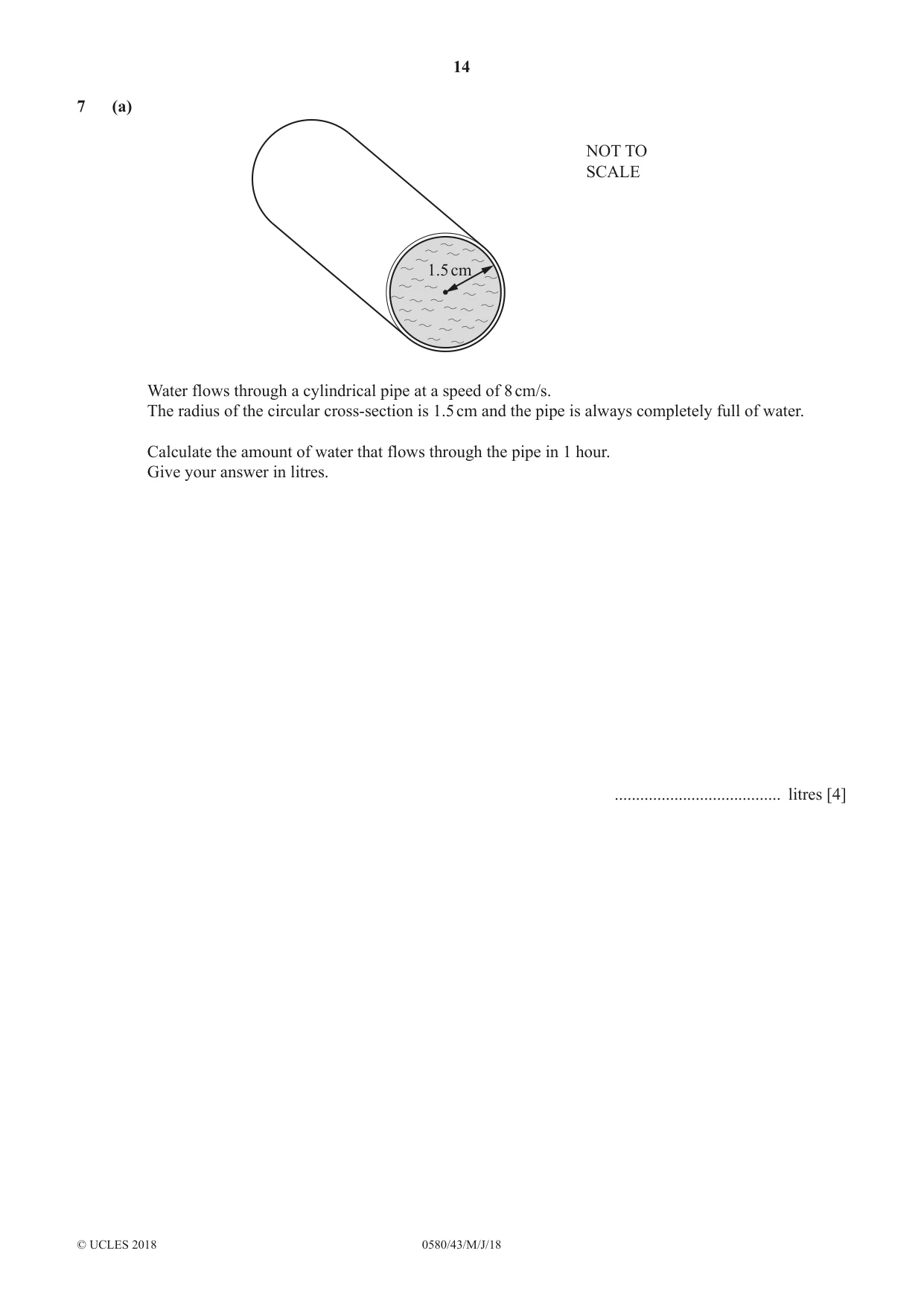 Cambridge IGCSE Mathematics 0580 2018 May/June Paper 4 · Variant 3 question paper, page 14 of 20