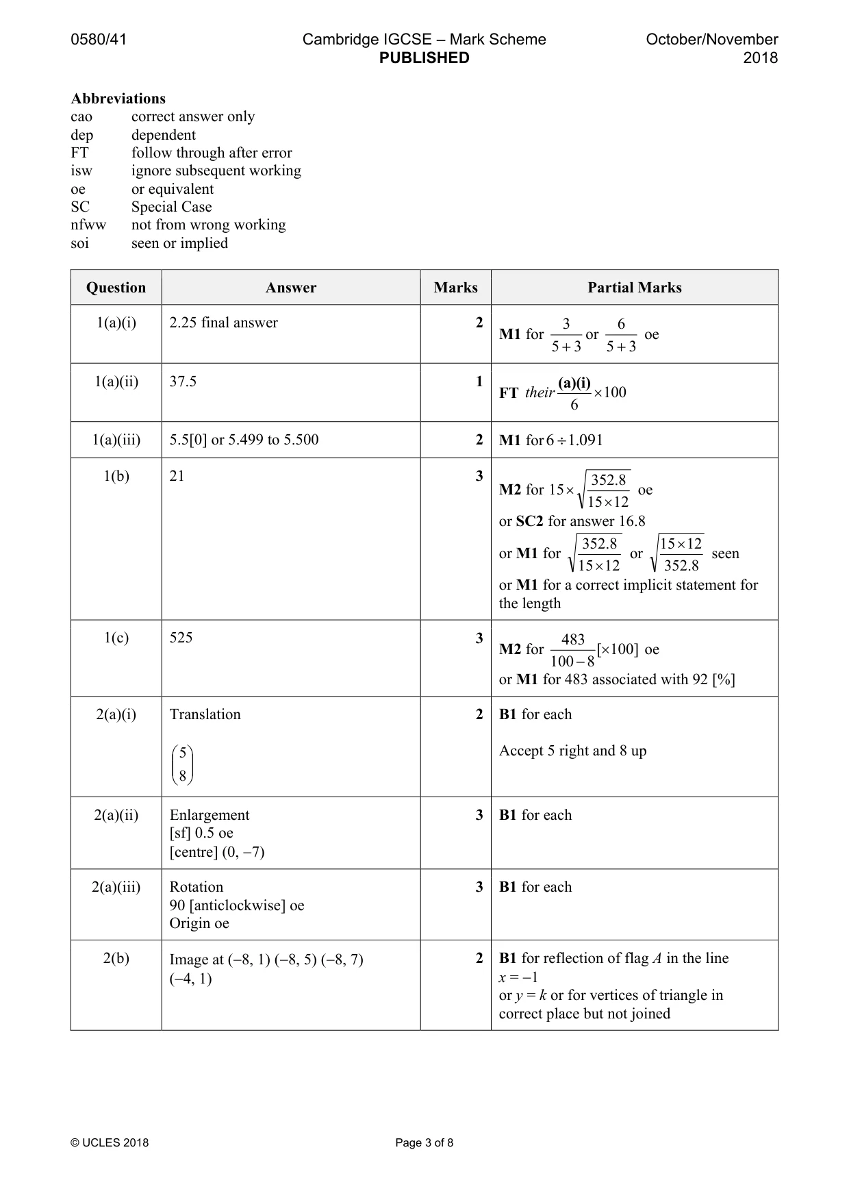 Mark scheme, page 3 of 8