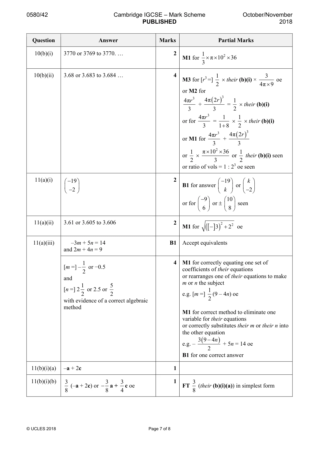 Mark scheme, page 7 of 8