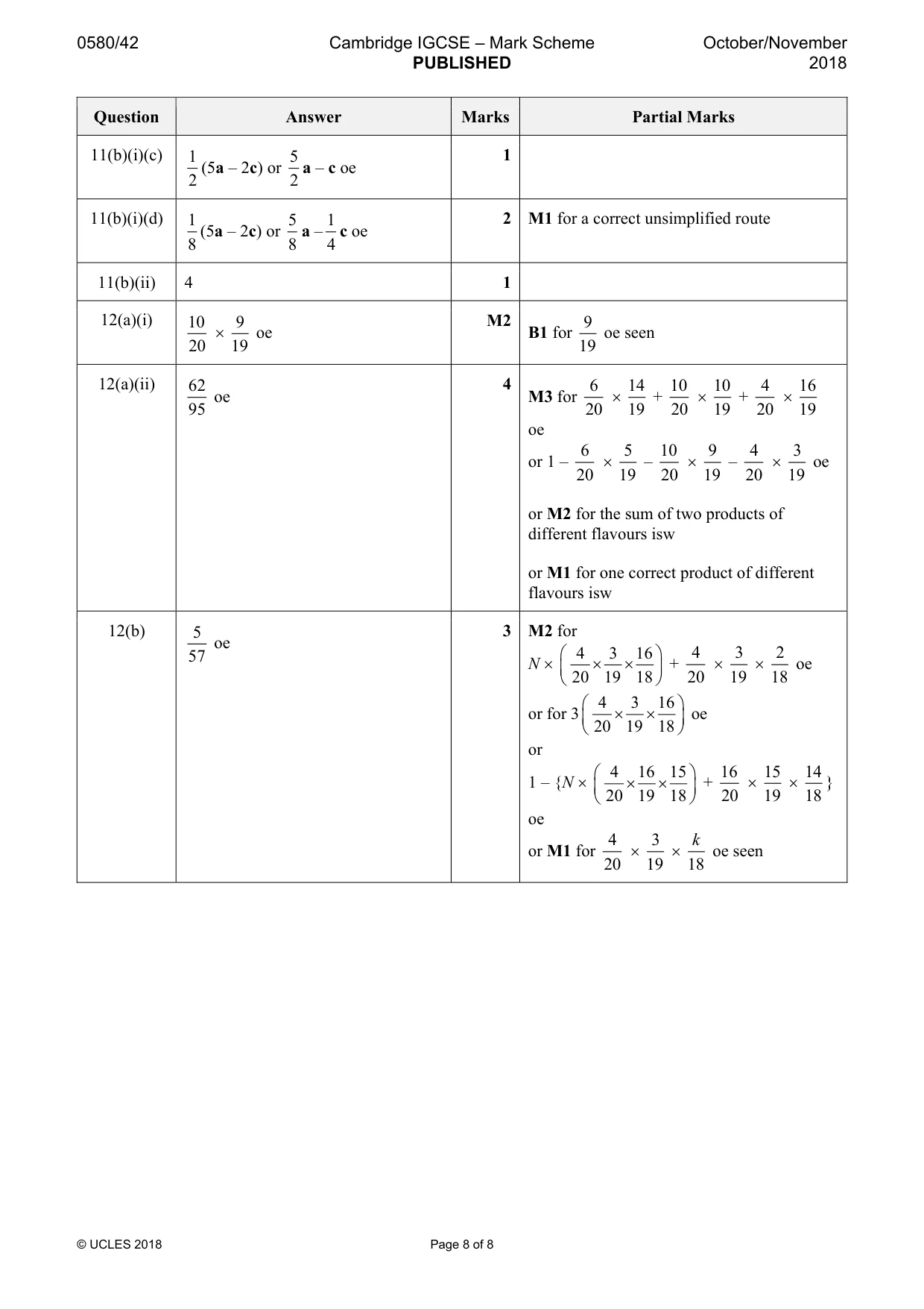Mark scheme, page 8 of 8