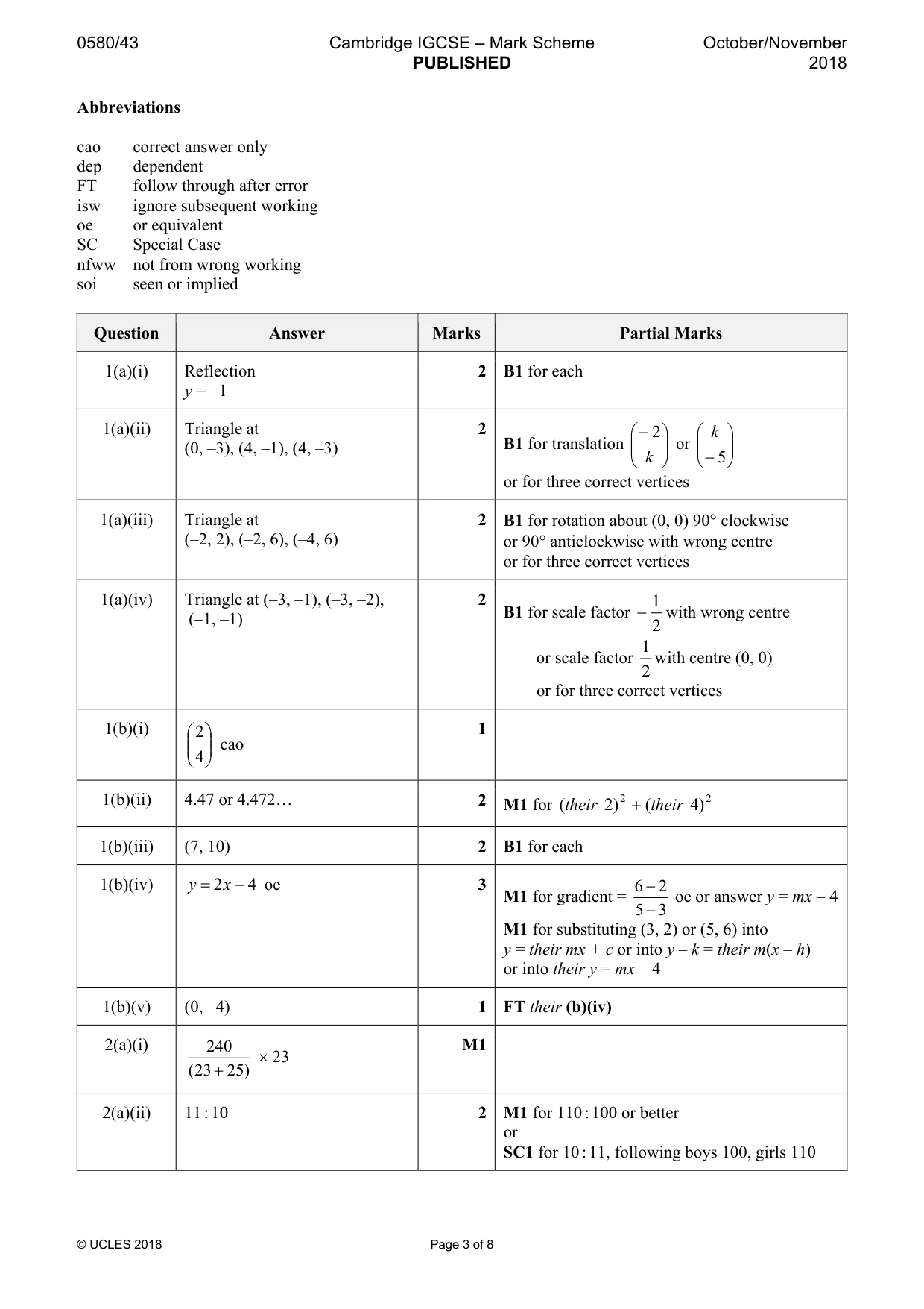 Mark scheme, page 3 of 8