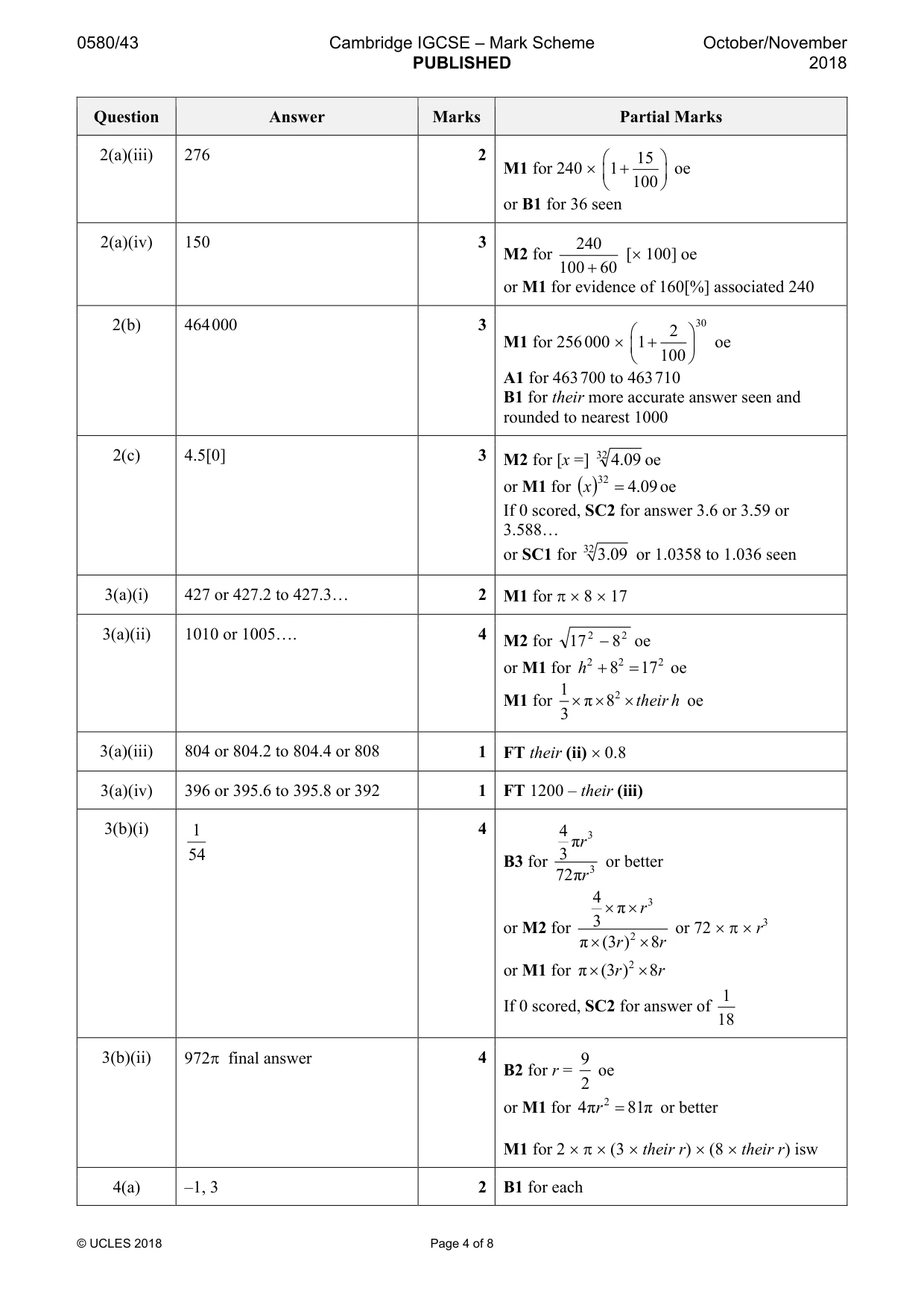 Mark scheme, page 4 of 8