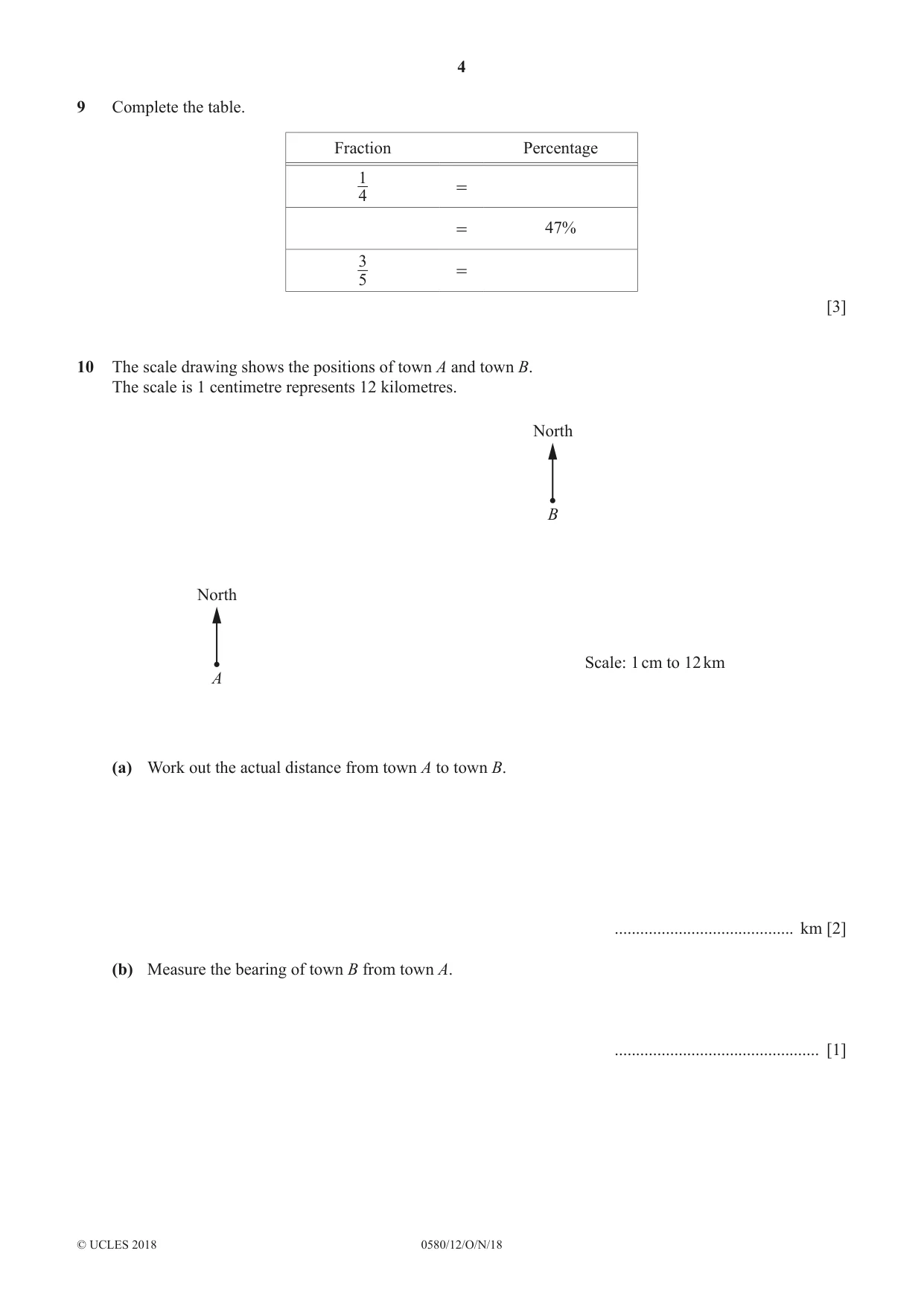 Cambridge IGCSE Mathematics 0580 2018 Oct/Nov Paper 1 · Variant 2 question paper, page 4 of 12