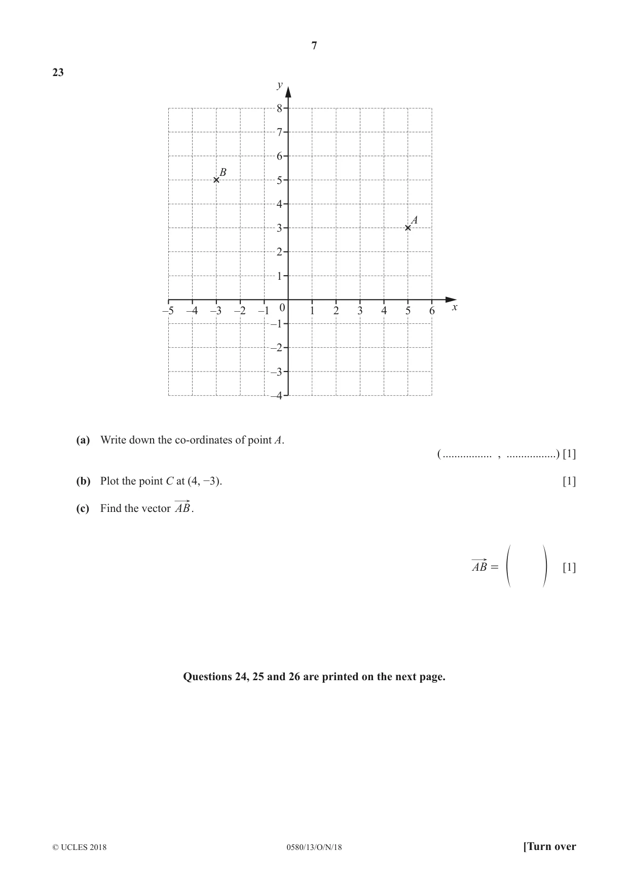 Cambridge IGCSE Mathematics 0580 2018 Oct/Nov Paper 1 · Variant 3 question paper, page 7 of 8