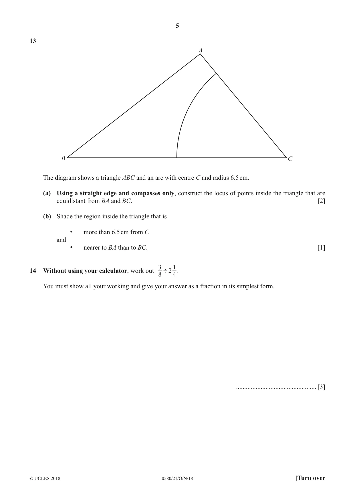 Cambridge IGCSE Mathematics 0580 2018 Oct/Nov Paper 2 · Variant 1 question paper, page 5 of 12