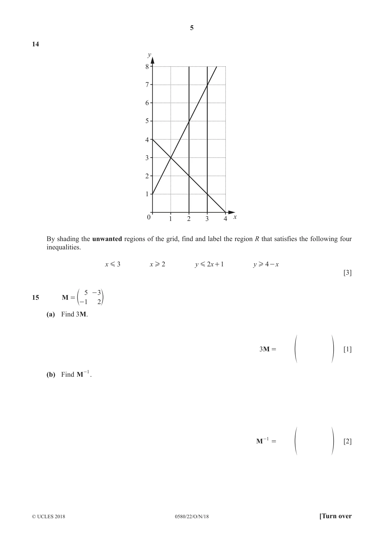 Cambridge IGCSE Mathematics 0580 2018 Oct/Nov Paper 2 · Variant 2 question paper, page 5 of 12