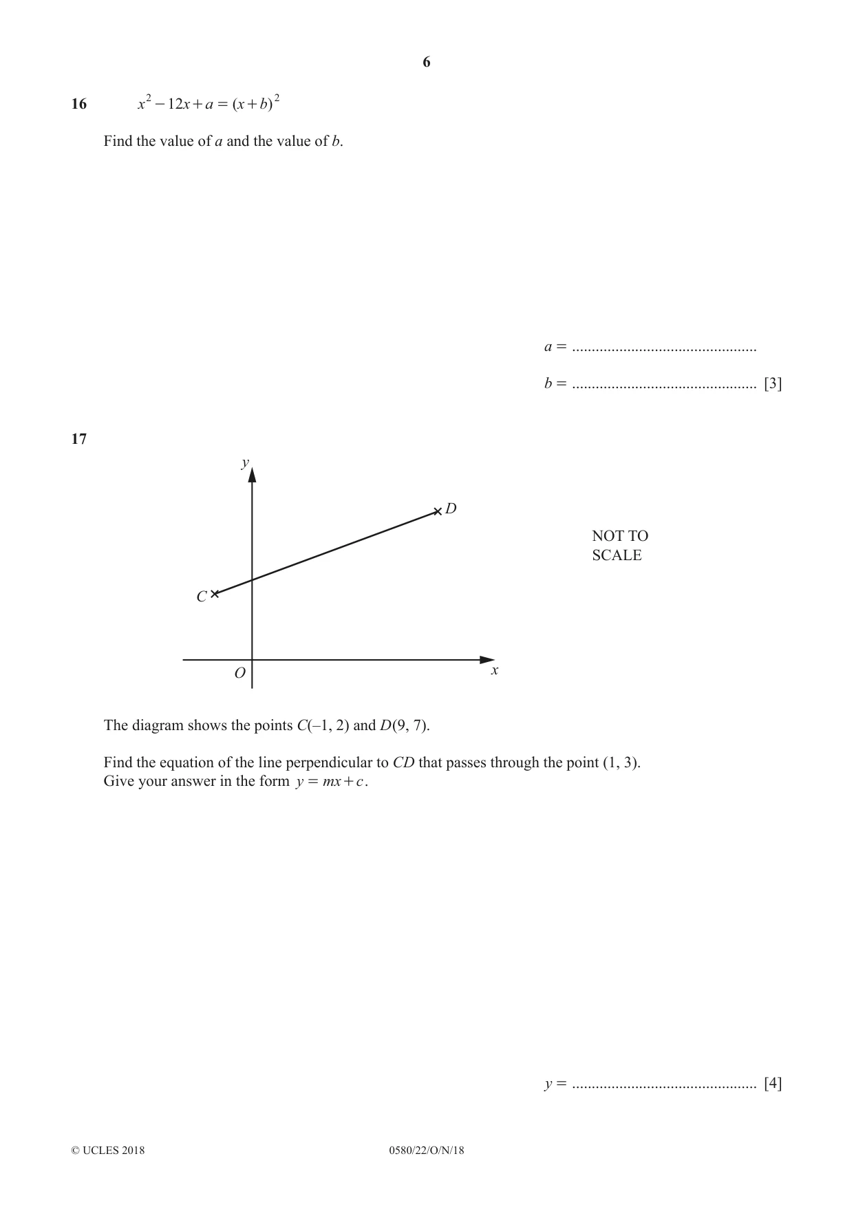 Cambridge IGCSE Mathematics 0580 2018 Oct/Nov Paper 2 · Variant 2 question paper, page 6 of 12