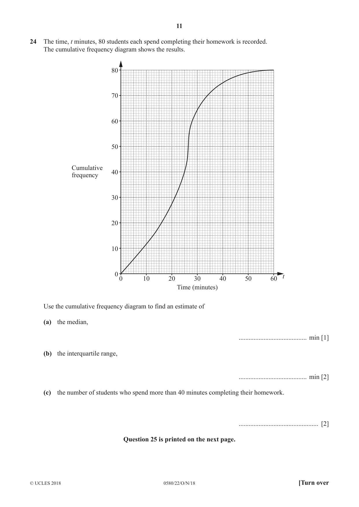 Cambridge IGCSE Mathematics 0580 2018 Oct/Nov Paper 2 · Variant 2 question paper, page 11 of 12