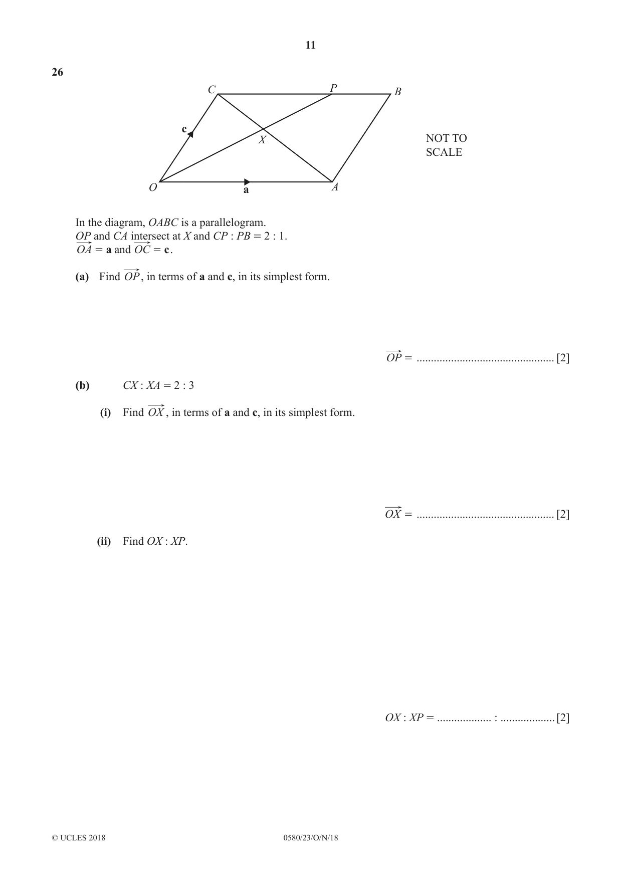 Cambridge IGCSE Mathematics 0580 2018 Oct/Nov Paper 2 · Variant 3 question paper, page 11 of 12